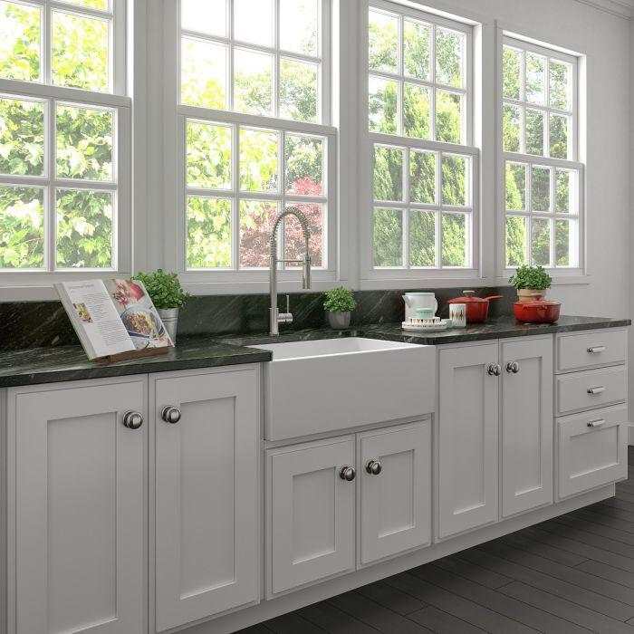 ZLINE 30-Inch Venice Farmhouse Apron Front Reversible Single Bowl Fireclay Kitchen Sink with Bottom Grid in White Matte (FRC5119-WM-30) - Image 5