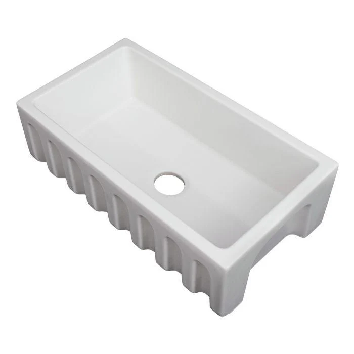 ZLINE 30-Inch Venice Farmhouse Apron Front Reversible Single Bowl Fireclay Kitchen Sink with Bottom Grid in White Matte (FRC5119-WM-30) - Image 8