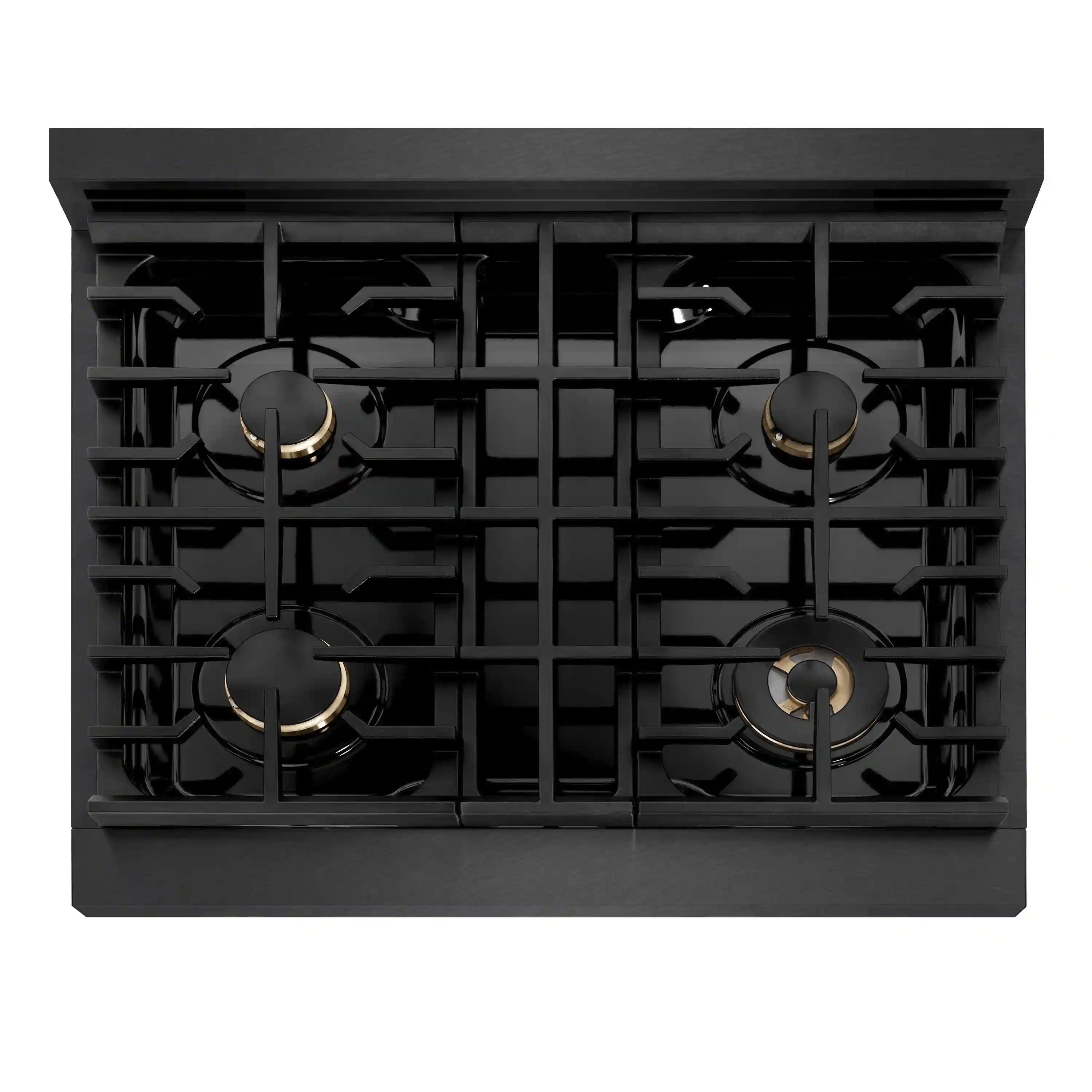 ZLINE 30-Inch Paramount Gas Rangetop with 4 Brass Burners and Porcelain Cooktop in Black Satin Stainless Steel (SRTBS-BR-30) - Image 3
