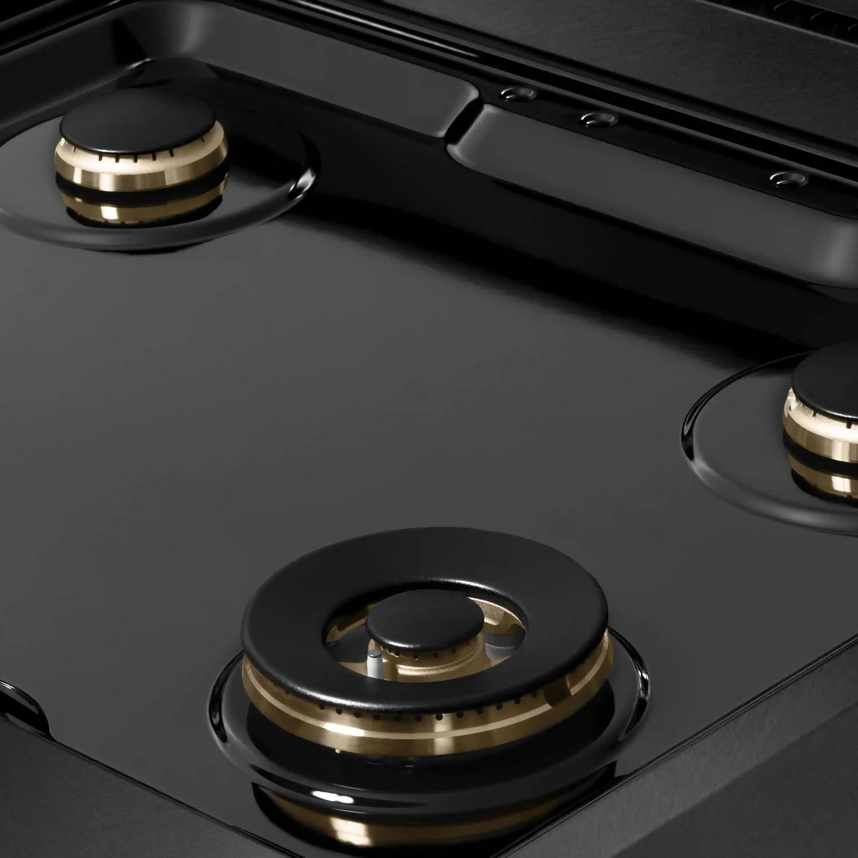 ZLINE 30-Inch Paramount Gas Rangetop with 4 Brass Burners and Porcelain Cooktop in Black Satin Stainless Steel (SRTBS-BR-30) - Image 5