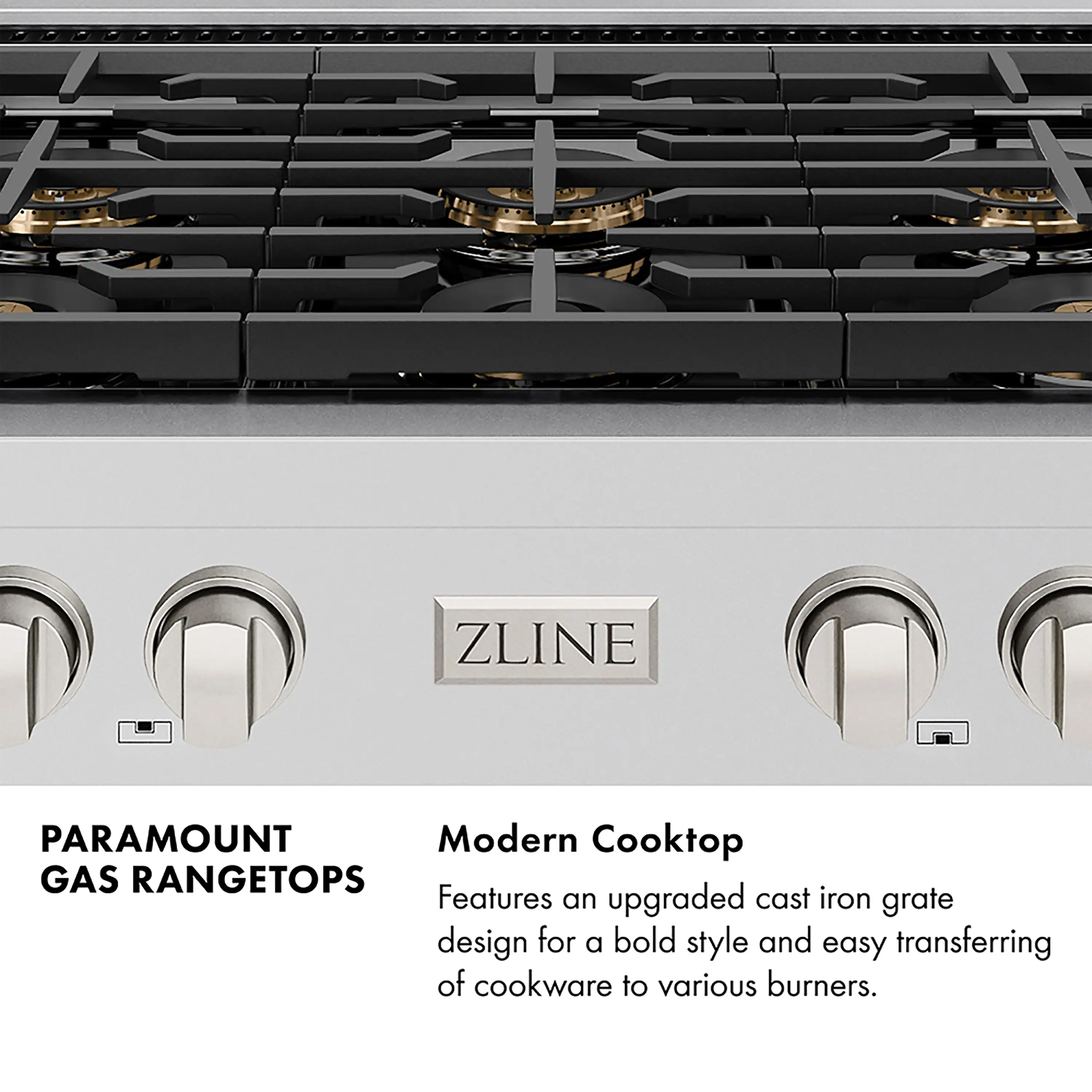ZLINE 30-Inch Paramount Gas Rangetop with 4 Burner DuoPro™ Cooktop in Black Stainless Steel (PSRTB-30) - Image 9