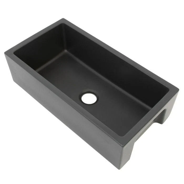 ZLINE 33-Inch Venice Farmhouse Apron Front Single Bowl Reversible Fireclay Kitchen Sink with Bottom Grid in Charcoal (FRC5131-CL-33) - Image 3