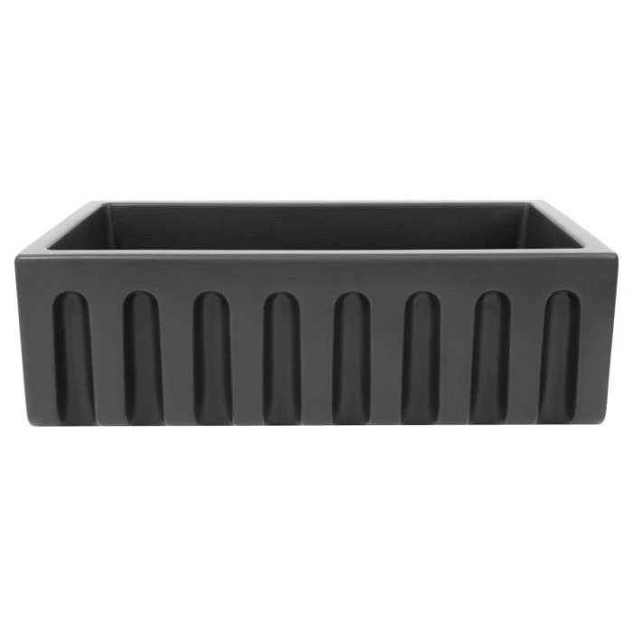 ZLINE 33-Inch Venice Farmhouse Apron Front Single Bowl Reversible Fireclay Kitchen Sink with Bottom Grid in Charcoal (FRC5131-CL-33) - Image 6