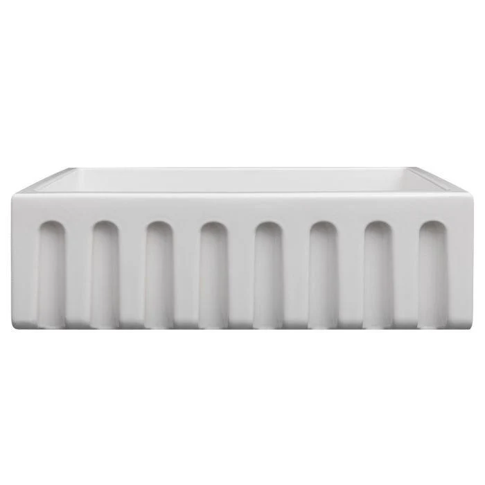 ZLINE 33-Inch Venice Farmhouse Apron Front Single Bowl Reversible Fireclay Kitchen Sink with Bottom Grid in White Gloss (FRC5131-WH-33) - Image 11