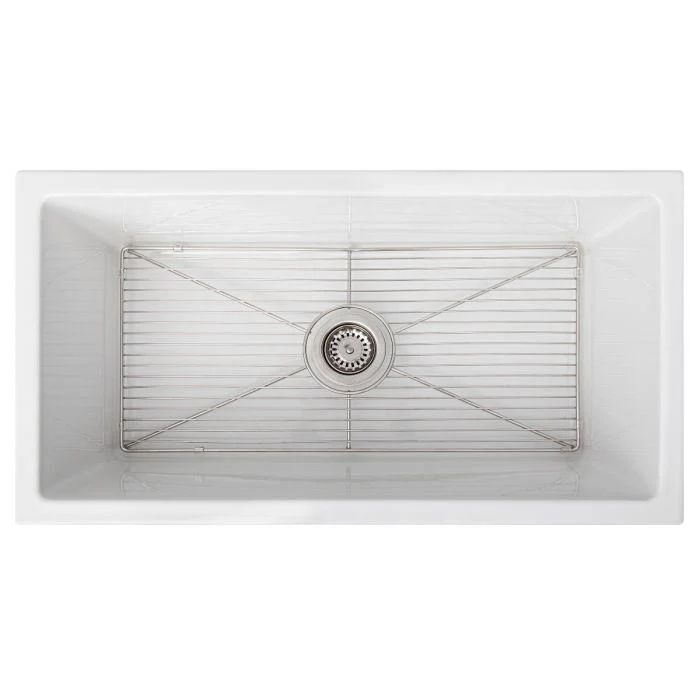 ZLINE 33-Inch Venice Farmhouse Apron Front Single Bowl Reversible Fireclay Kitchen Sink with Bottom Grid in White Gloss (FRC5131-WH-33) - Image 12