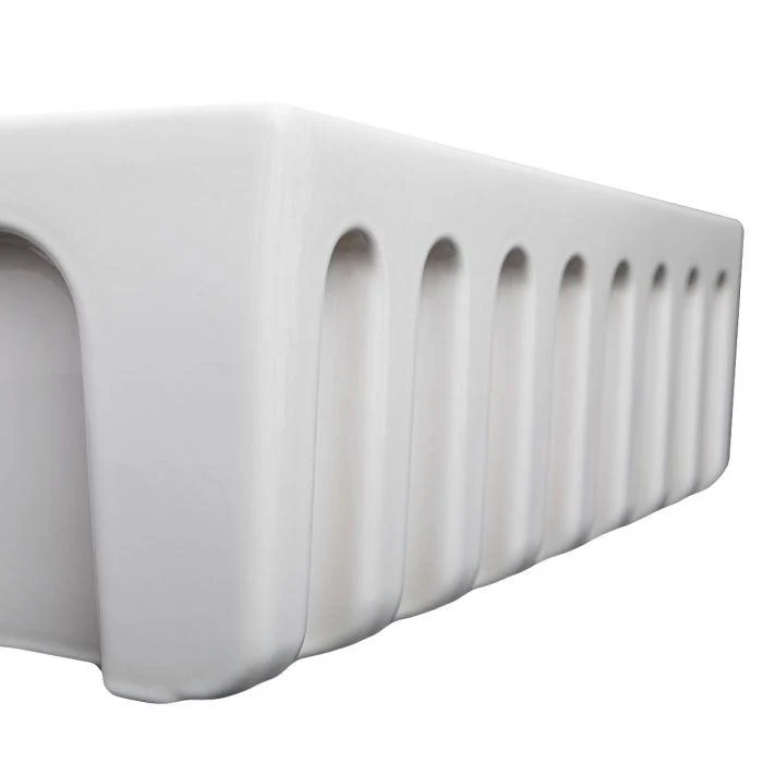 ZLINE 33-Inch Venice Farmhouse Apron Front Single Bowl Reversible Fireclay Kitchen Sink with Bottom Grid in White Gloss (FRC5131-WH-33) - Image 15