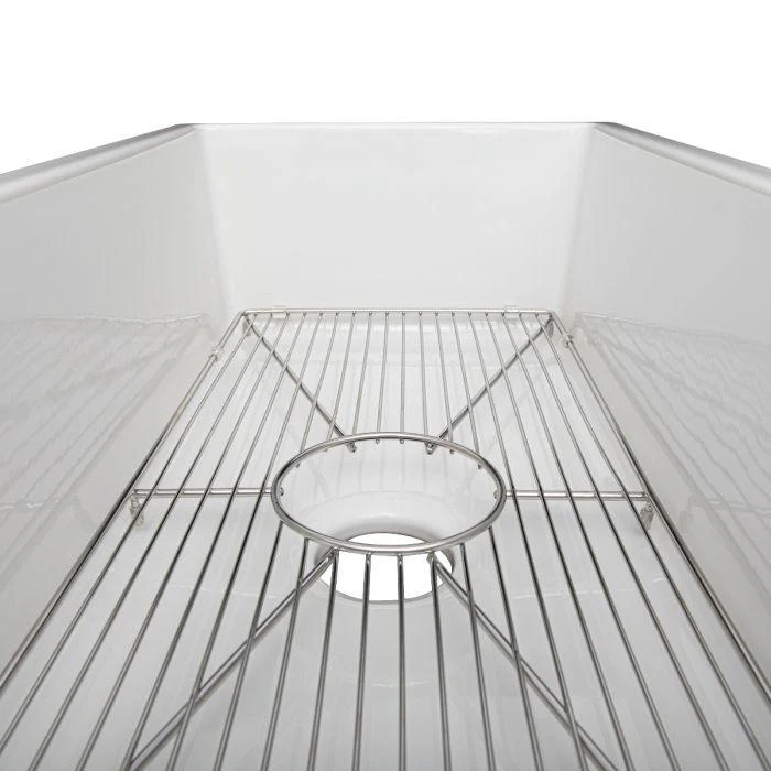 ZLINE 33-Inch Venice Farmhouse Apron Front Single Bowl Reversible Fireclay Kitchen Sink with Bottom Grid in White Gloss (FRC5131-WH-33) - Image 17