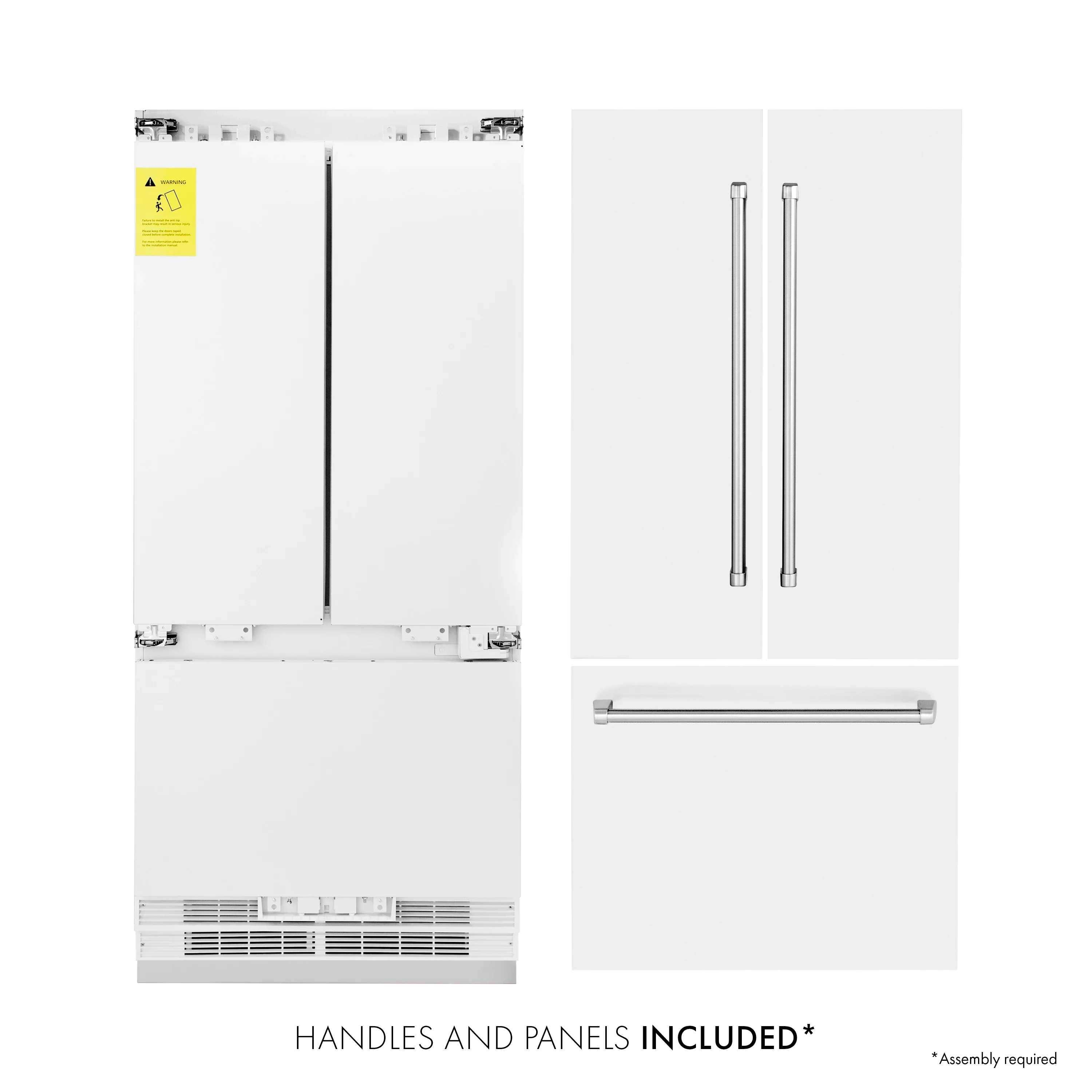 ZLINE 36-Inch 19.6 cu. ft. Built-In 3-Door French Door Refrigerator with Internal Water and Ice Dispenser in White Matte (RBIV-WM-36) - Image 3