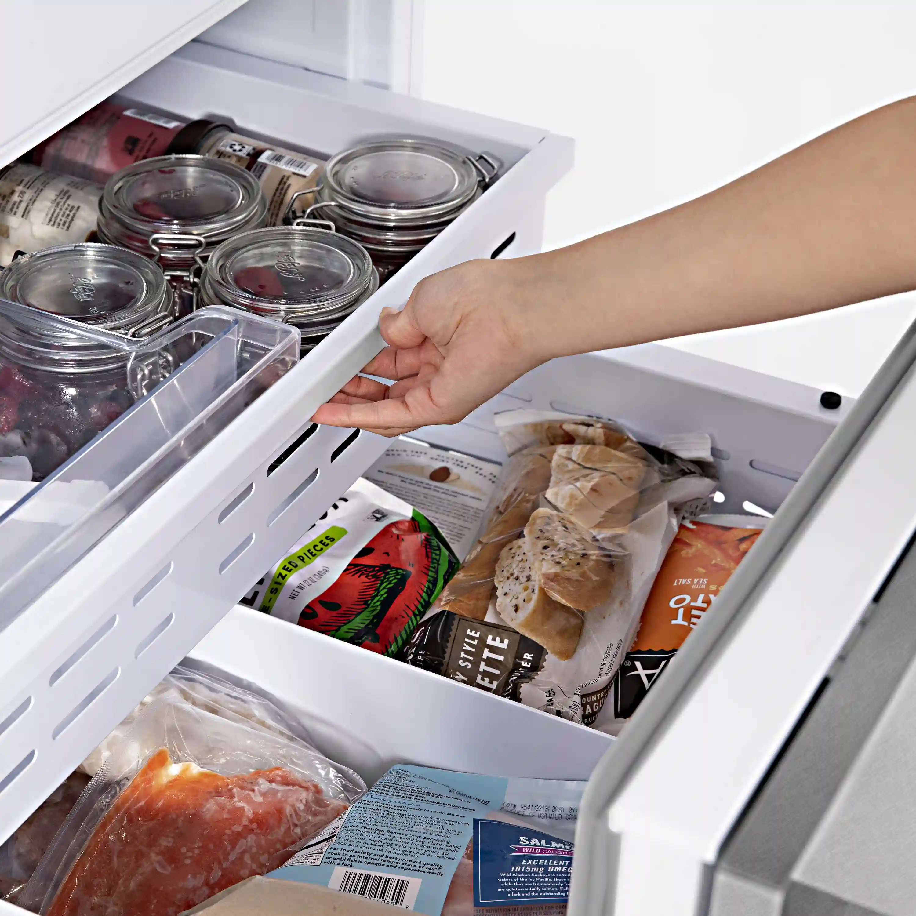 ZLINE 36-Inch Autograph Edition 19.6 cu. ft. Built-in 2-Door Bottom Freezer Refrigerator with Internal Water and Ice Dispenser in Satin Stainless Steel with Matte Black Accents (RBIVZ-SN-36-MB) - Image 8