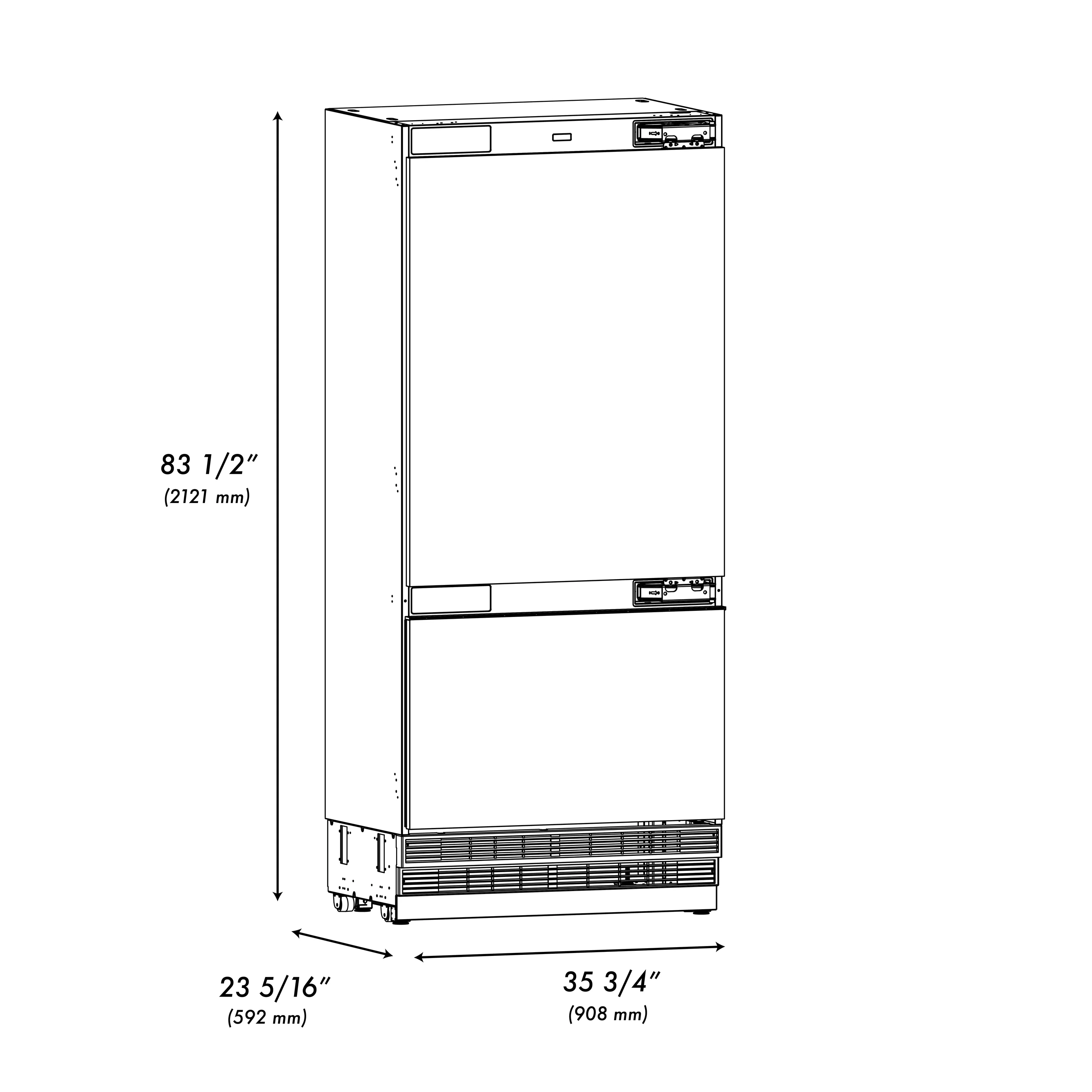 ZLINE 36-Inch 19.8 Cu. Ft. Built-In Bottom Freezer Refrigerator with Water Dispenser and Ice Maker in Panel Ready (RBIT-36) - Image 13