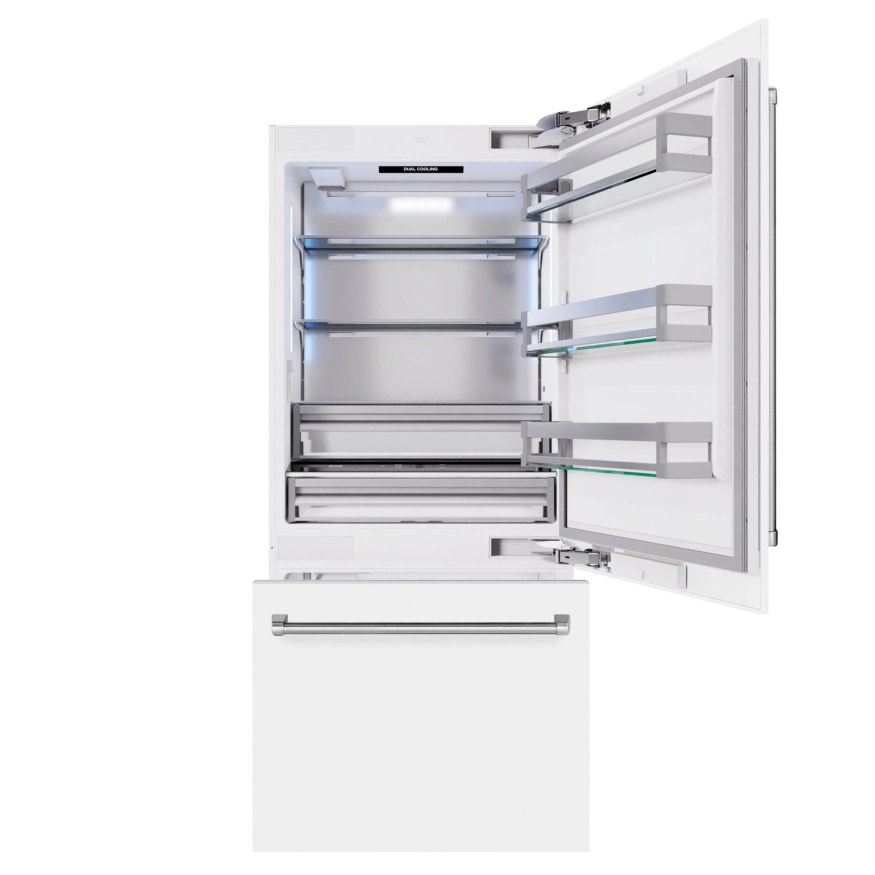ZLINE 36-Inch 19.8 Cu. Ft. Built-In Bottom Freezer Refrigerator with Water Dispenser and Ice Maker in White Matte (RBIT-WM-36) - Image 9