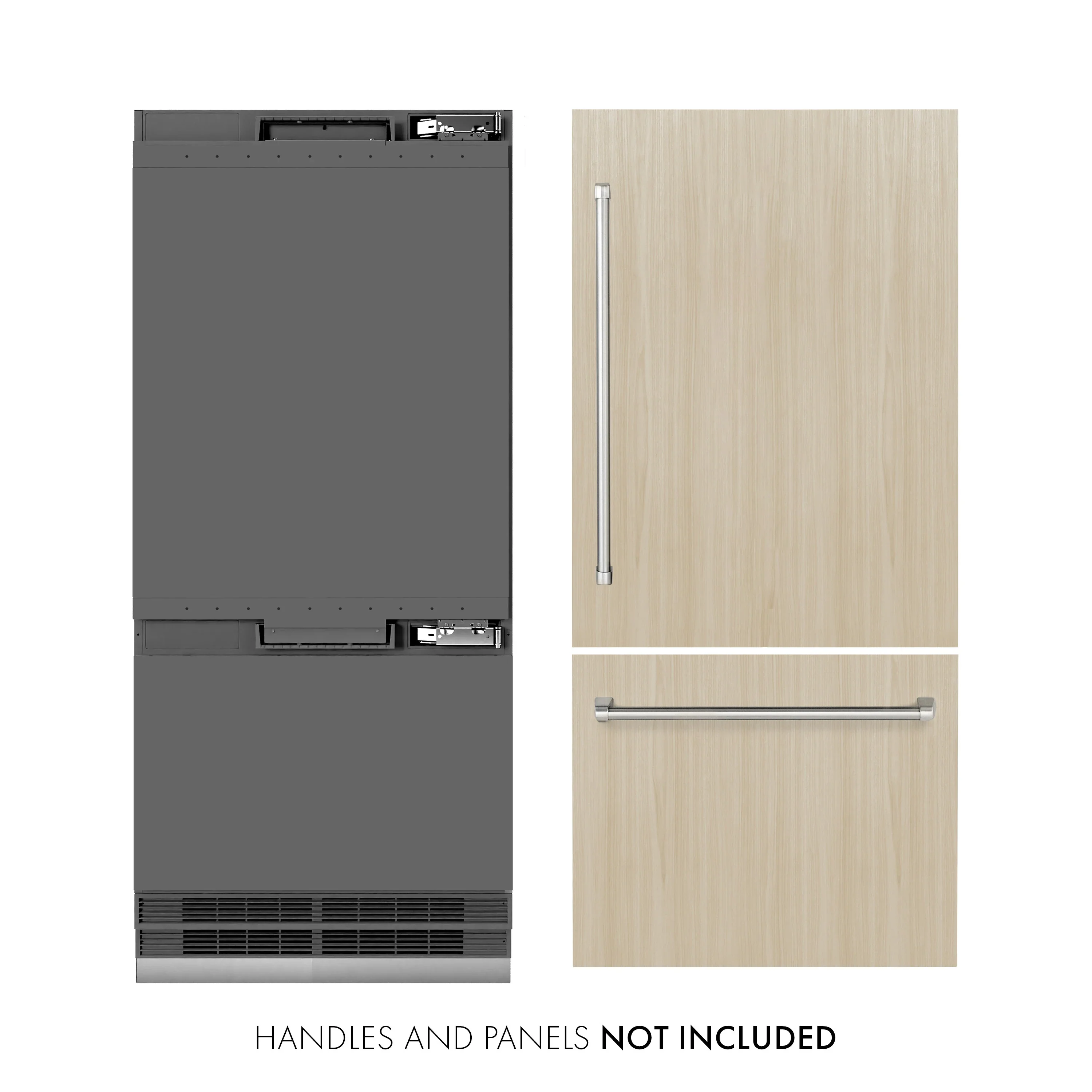 ZLINE 36-Inch 19.8 Cu. Ft. Built-In Bottom Freezer Refrigerator with Water Dispenser and Ice Maker with Graphite Gray Interior in Panel Ready (GRBIT-36) - Image 3