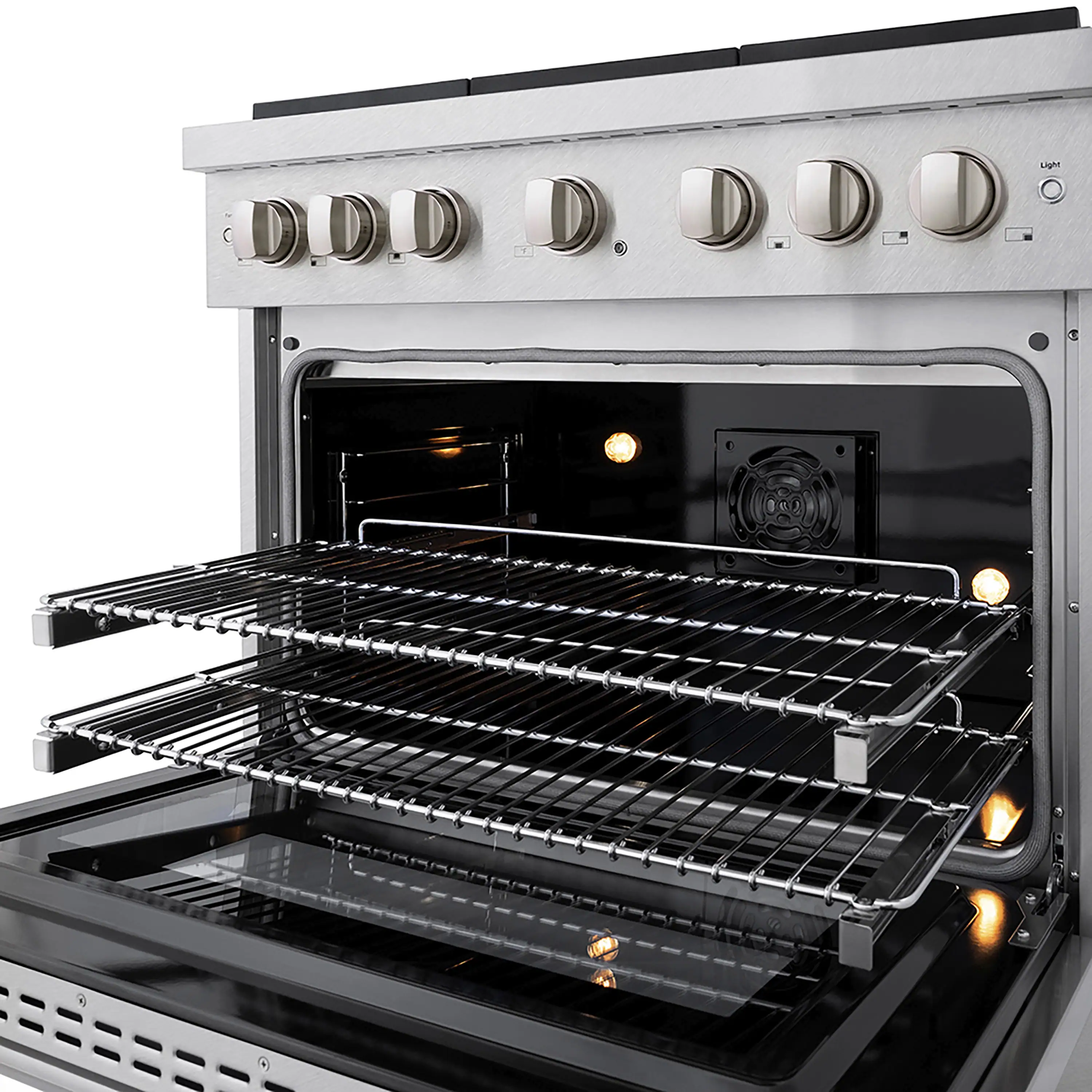 ZLINE 36-Inch 5.2 cu. ft. Paramount Dual Fuel Range with 6 Burner DuoPro™ Cooktop and Electric Convection Oven in Satin Stainless Steel (PSDRS-36) - Image 6