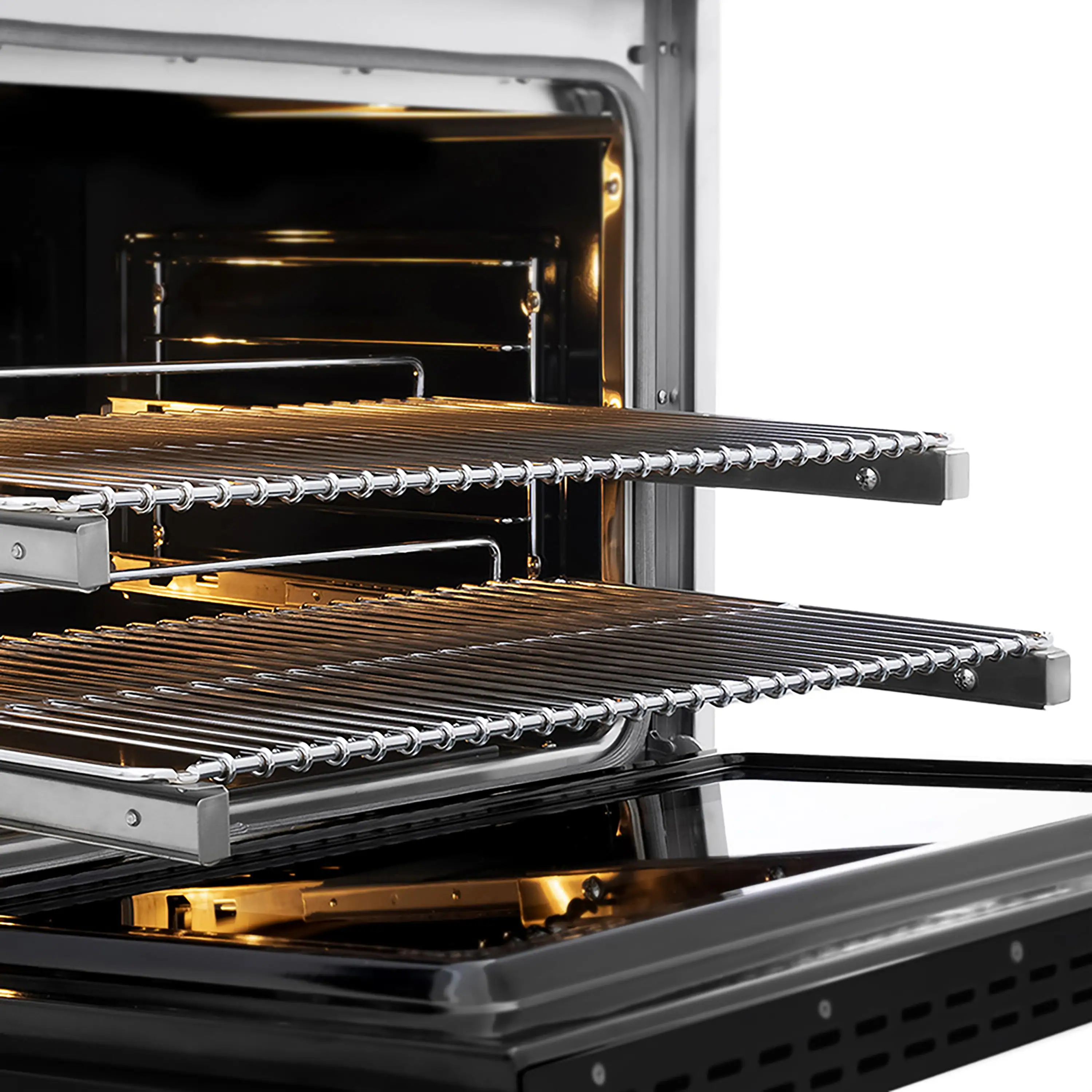 ZLINE 36-Inch 5.2 cu. ft. Paramount Dual Fuel Range with 6 Burner DuoPro™ Cooktop and Electric Convection Oven in Satin Stainless Steel with Black Matte Door (PSDRS-BLM-36) - Image 6