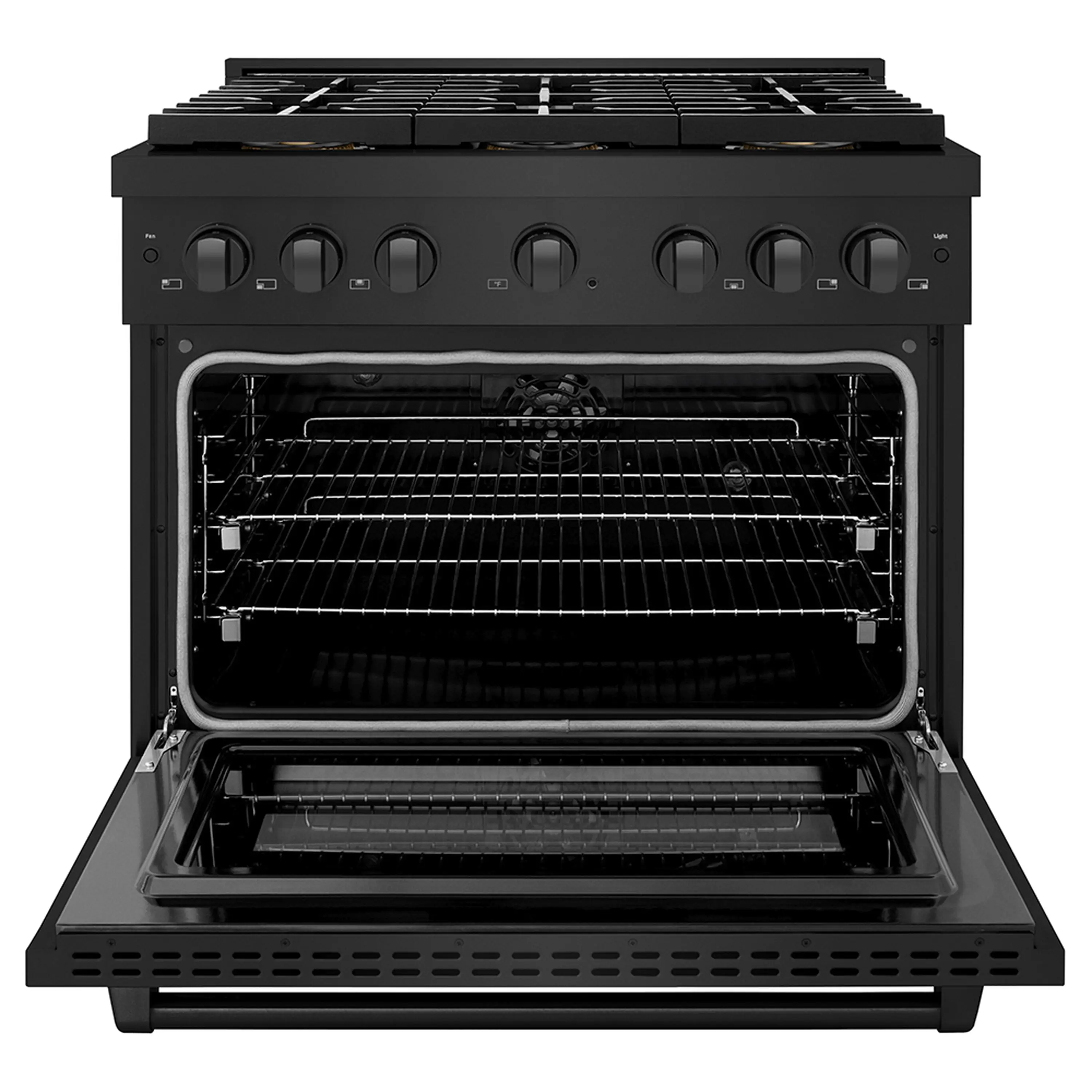ZLINE 36-Inch 5.2 cu. ft. Paramount Dual Fuel Range with 6 Burner DuoPro™ Cooktop and Electric Convection Oven in Black Stainless Steel (PSDRB-36) - Image 3