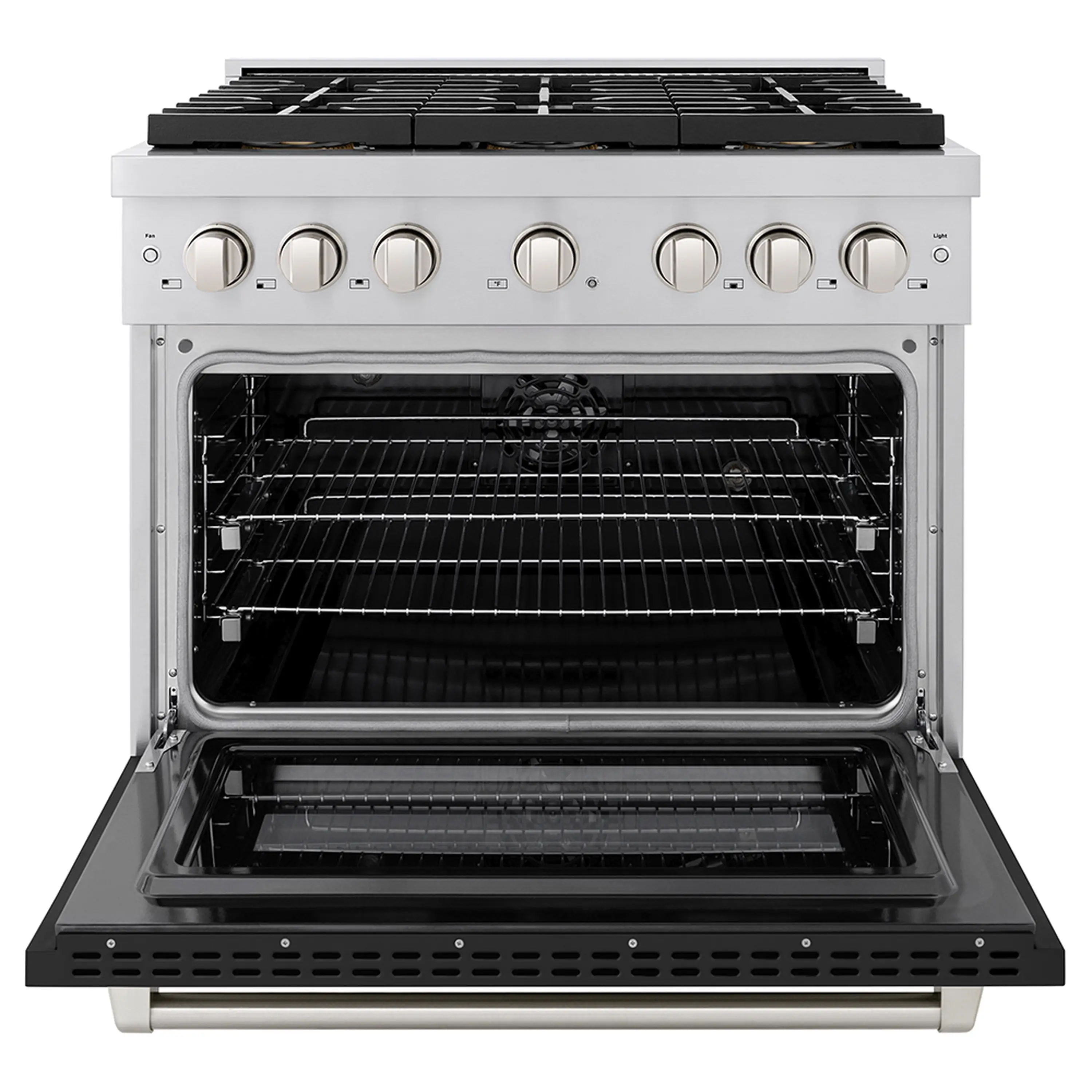 ZLINE 36-Inch 5.2 cu. ft. Paramount Dual Fuel Range with 6 Burner DuoPro™ Cooktop and Electric Convection Oven with Black Matte Door (PSDR-BLM-36) - Image 4