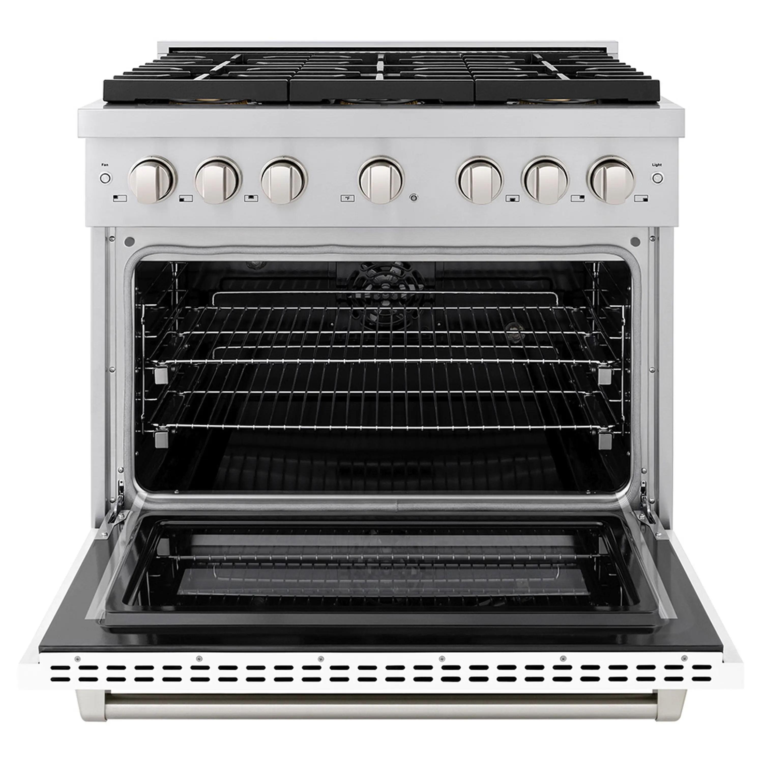 ZLINE 36-Inch 5.2 cu. ft. Paramount Dual Fuel Range with 6 Burner DuoPro™ Cooktop and Electric Convection Oven with White Matte Door (PSDR-WM-36) - Image 4