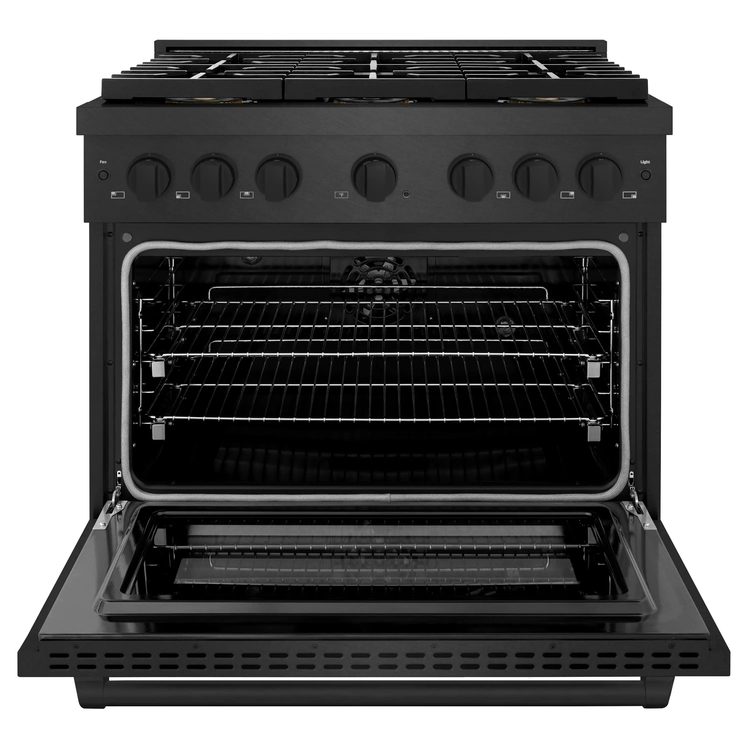ZLINE 36-Inch 5.2 Cu. Ft. Paramount Dual Fuel Range with 6 Burner DuoPro Cooktop in Black Satin Stainless Steel (PSDRBS-36) - Image 4