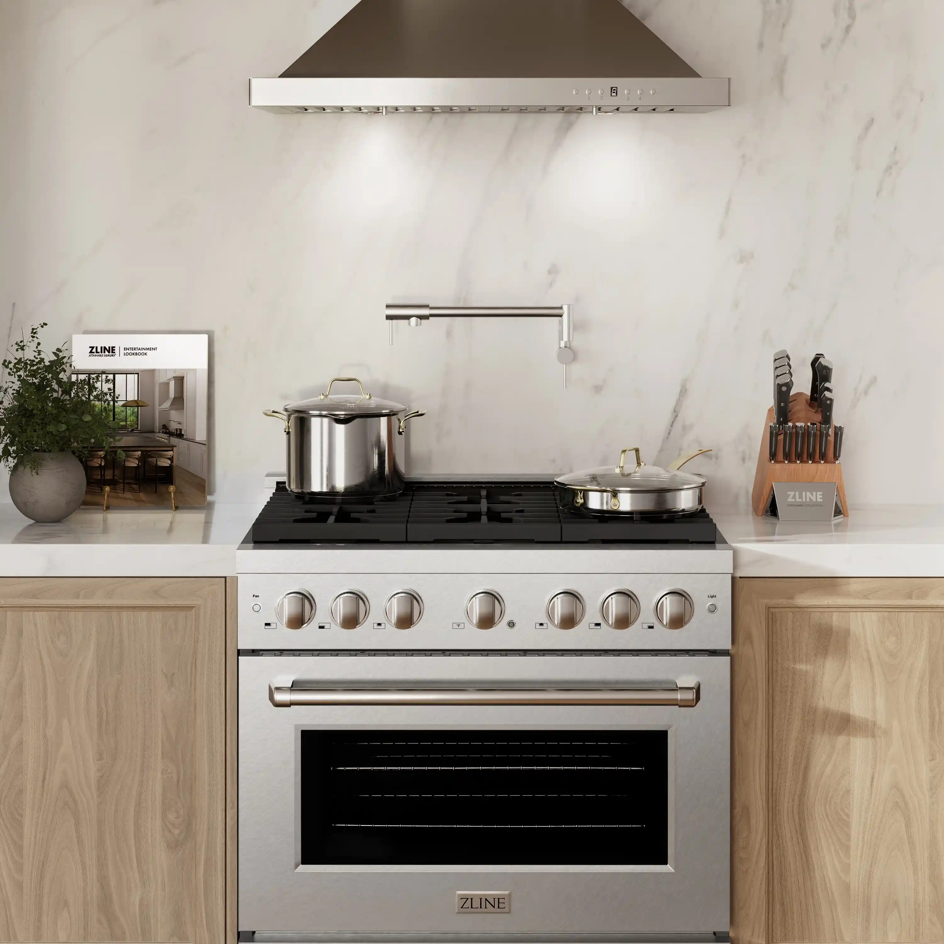 ZLINE 36-Inch 5.2 cu. ft. Paramount Dual Fuel Range with 6 Burner Gas Cooktop and Electric Convection Oven in Satin Stainless Steel (SDRS-36) - Image 2