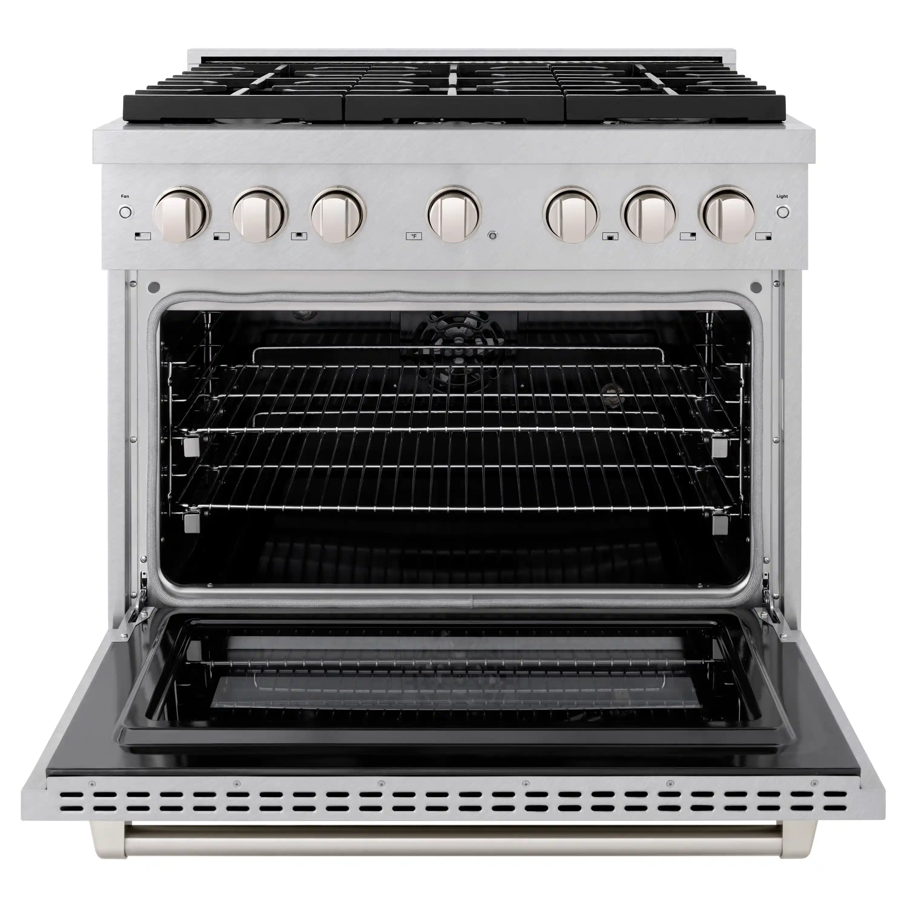 ZLINE 36-Inch 5.2 cu. ft. Paramount Dual Fuel Range with 6 Burner Gas Cooktop and Electric Convection Oven in Satin Stainless Steel (SDRS-36) - Image 5