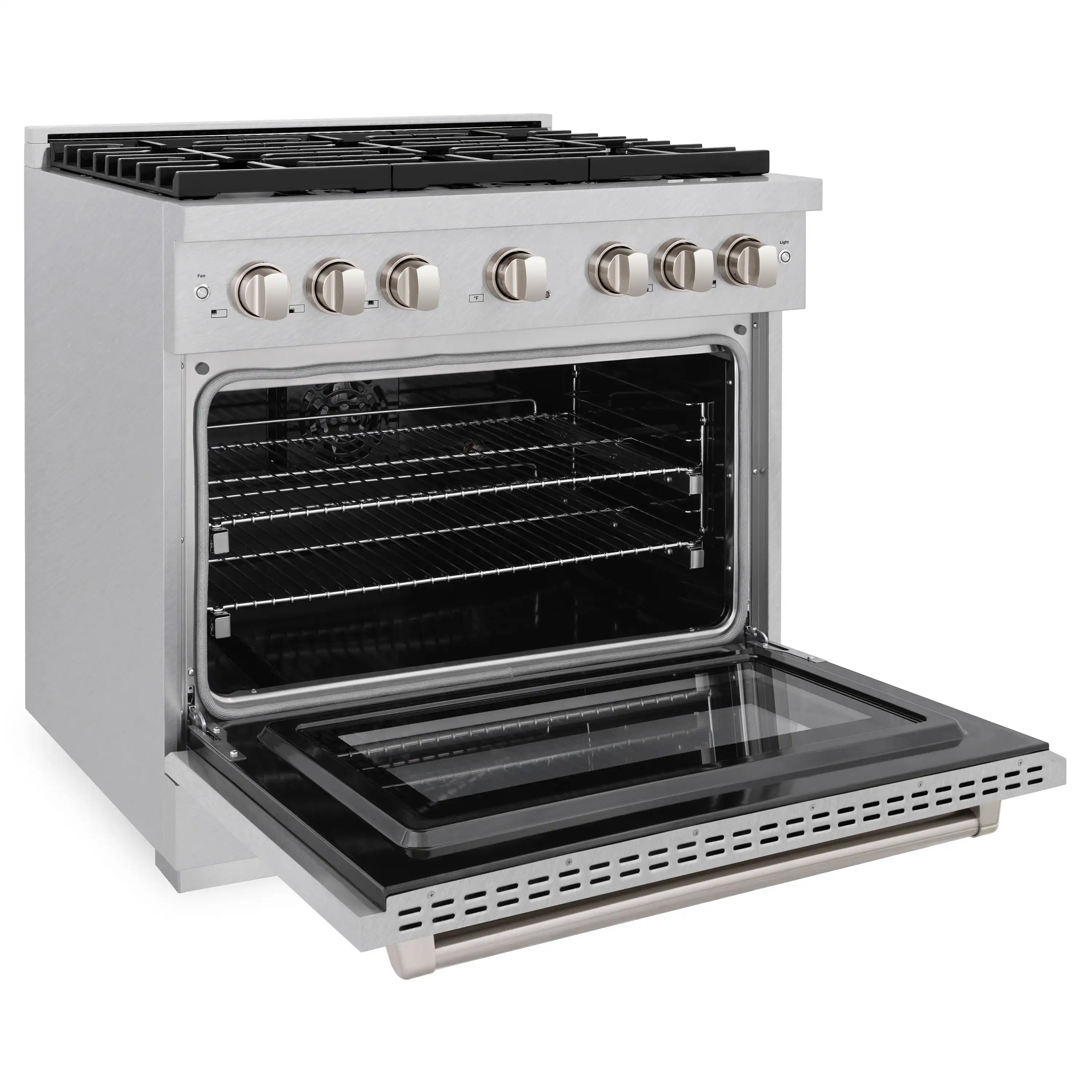ZLINE 36-Inch 5.2 cu. ft. Paramount Dual Fuel Range with 6 Burner Gas Cooktop and Electric Convection Oven in Satin Stainless Steel (SDRS-36) - Image 6