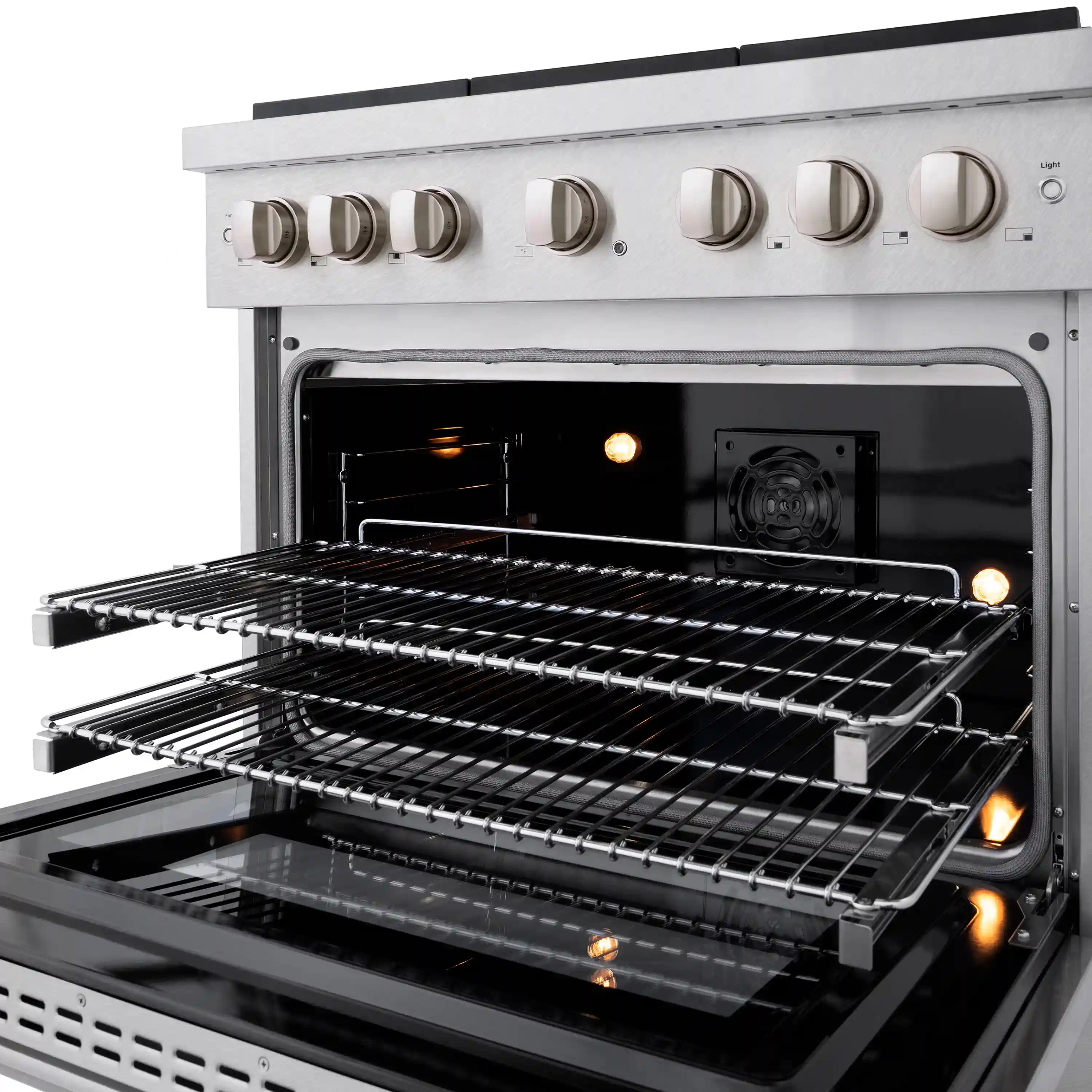 ZLINE 36-Inch 5.2 cu. ft. Paramount Dual Fuel Range with 6 Burner Gas Cooktop and Electric Convection Oven in Satin Stainless Steel (SDRS-36) - Image 7