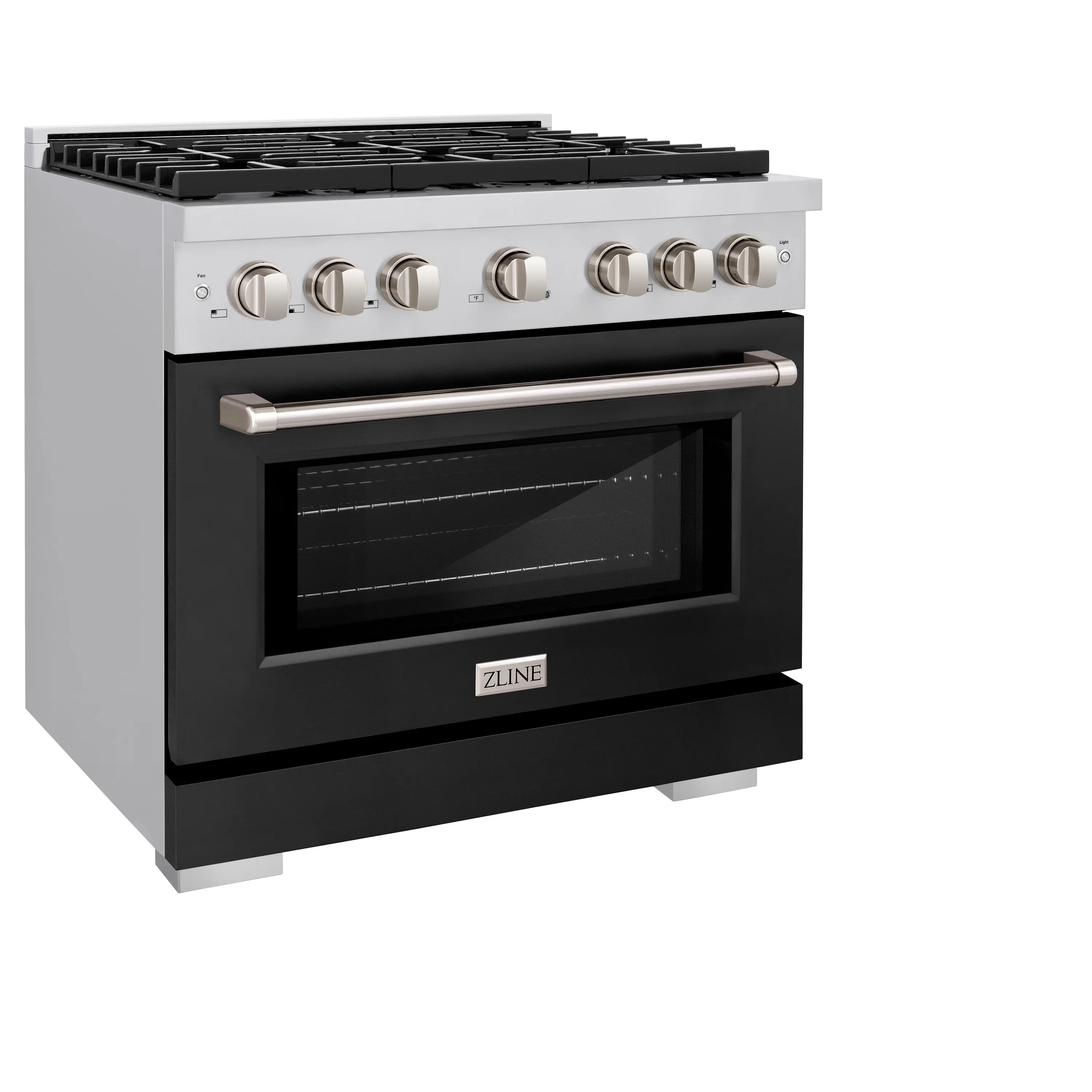 ZLINE 36-Inch 5.2 cu. ft. Paramount Dual Fuel Range with 6 Burner Gas Cooktop and Electric Convection Oven in Stainless Steel with Black Matte Door (SDR-BLM-36) - Image 5