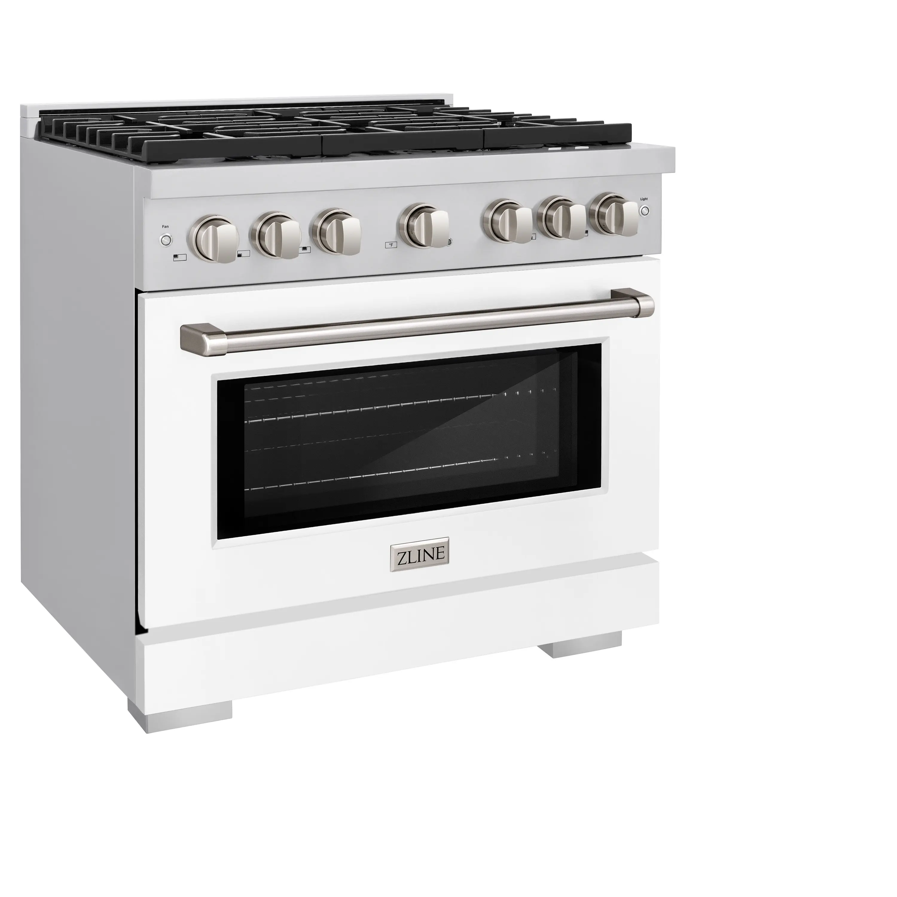 ZLINE 36-Inch 5.2 cu. ft. Paramount Dual Fuel Range with 6 Burner Gas Cooktop and Electric Convection Oven in Stainless Steel with White Matte Door (SDR-WM-36) - Image 4