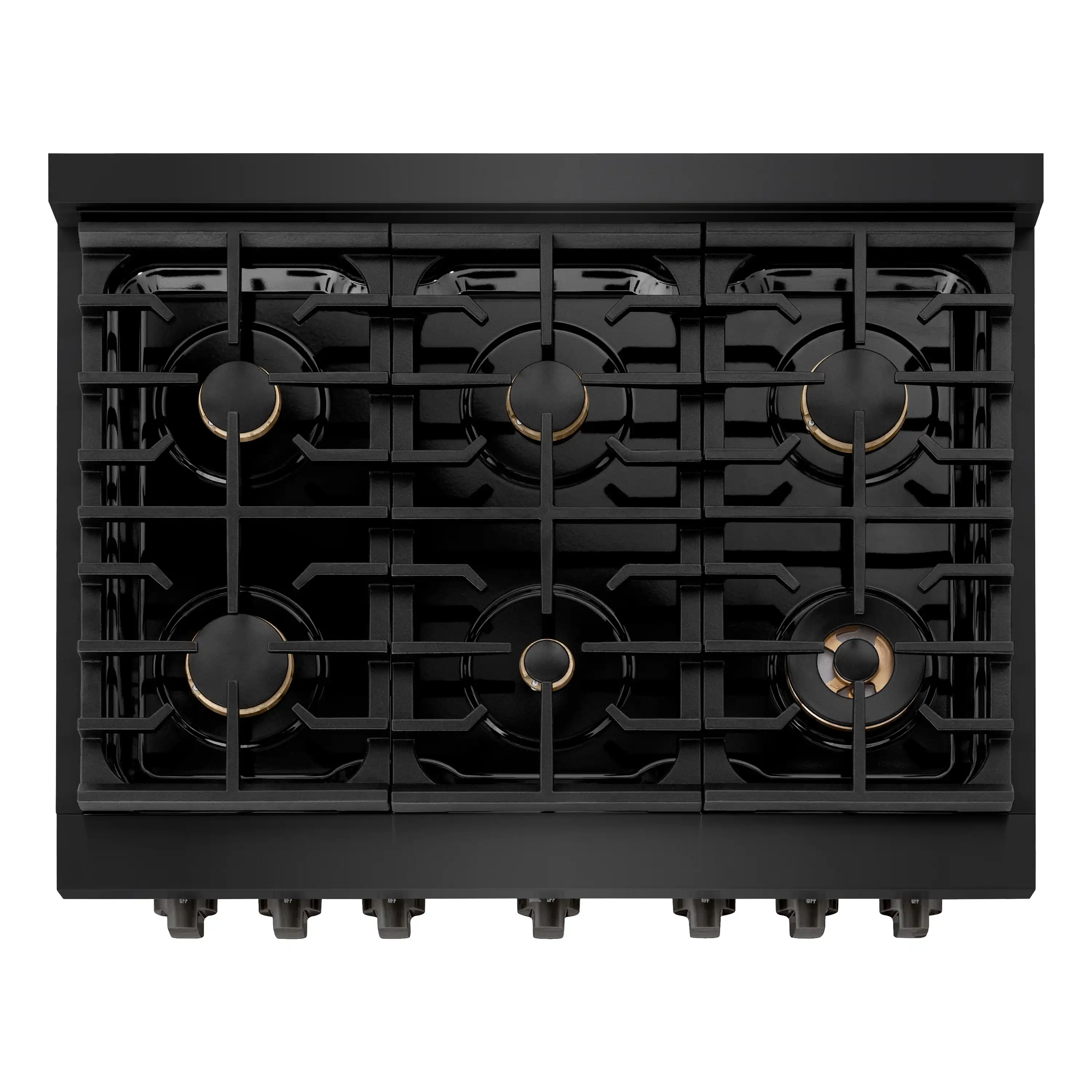 ZLINE 36-Inch 5.2 cu. ft. Paramount Dual Fuel Range with Gas Cooktop and Electric Convection Oven in Black Stainless Steel with 6 Brass Burners (SDRB-BR-36) - Image 4