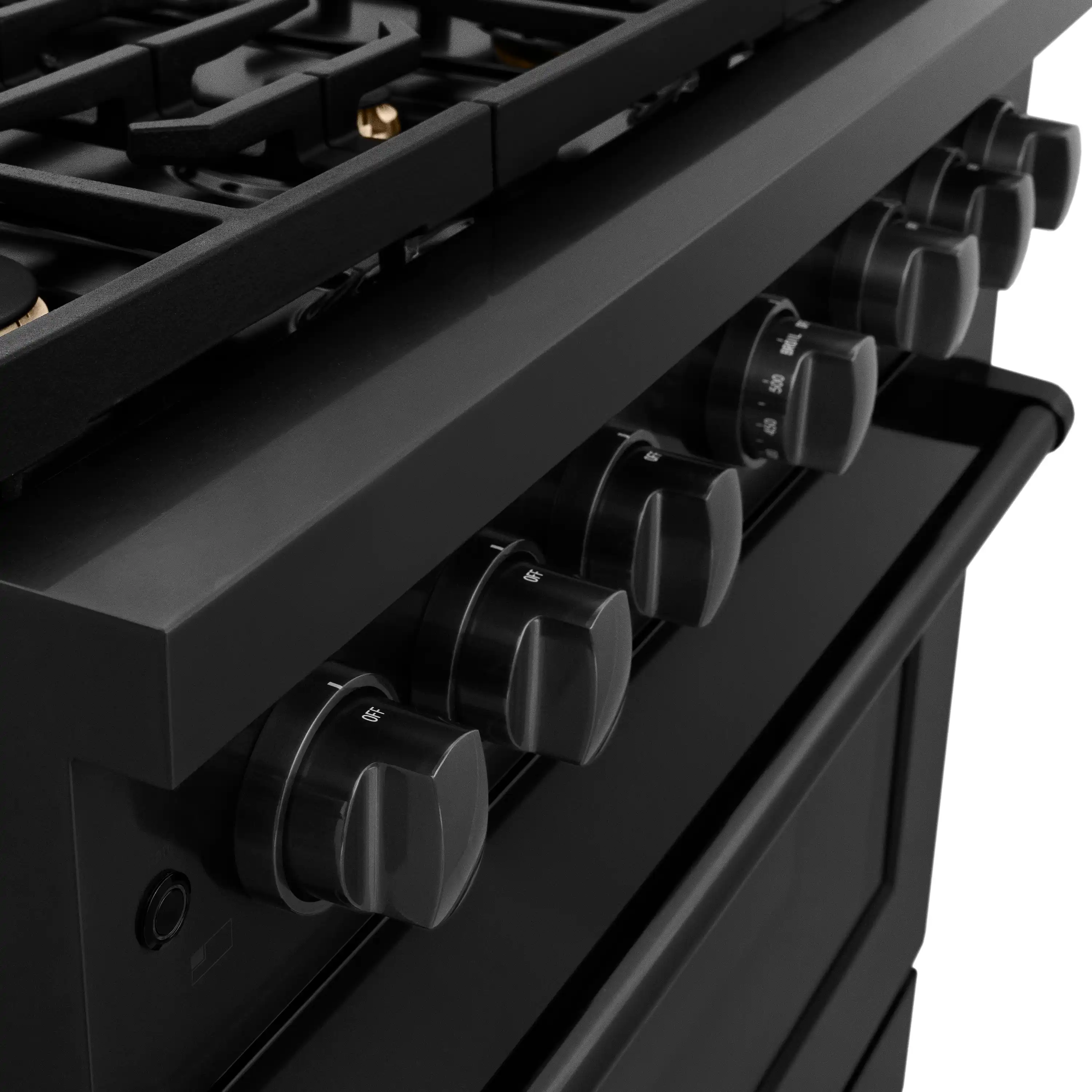 ZLINE 36-Inch 5.2 cu. ft. Paramount Dual Fuel Range with Gas Cooktop and Electric Convection Oven in Black Stainless Steel with 6 Brass Burners (SDRB-BR-36) - Image 6