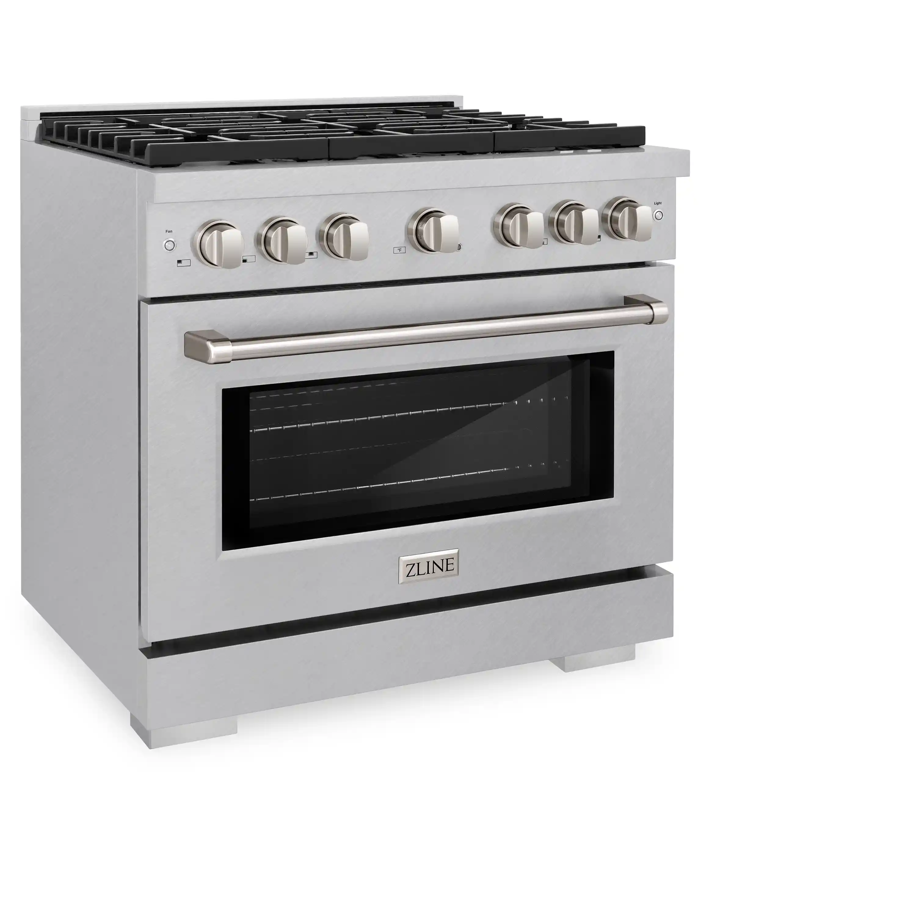 ZLINE 36-Inch 5.2 cu. ft. Paramount Dual Fuel Range with Gas Cooktop and Electric Convection Oven in Satin Stainless Steel with 6 Brass Burners (SDRS-BR-36) - Image 5