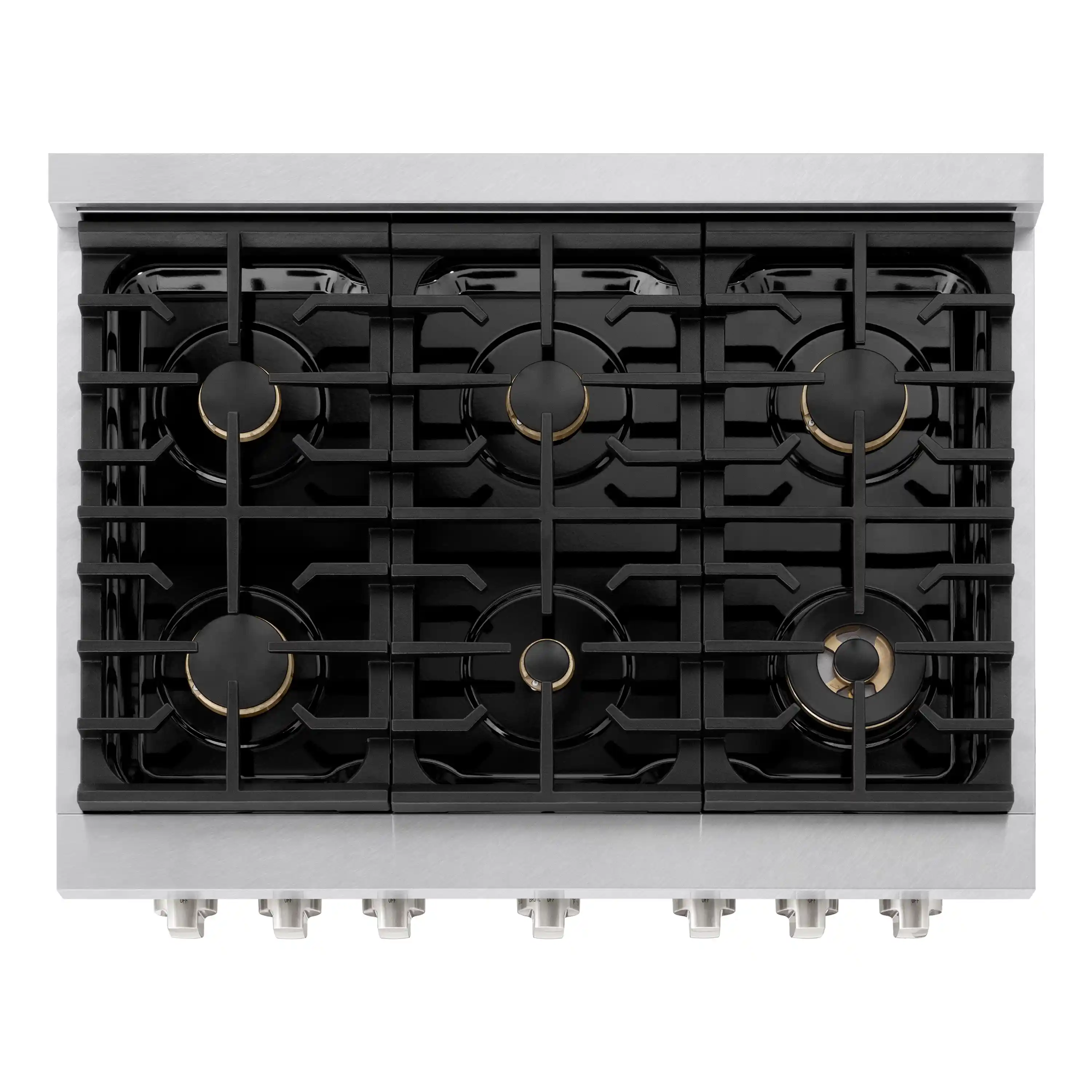 ZLINE 36-Inch 5.2 cu. ft. Paramount Dual Fuel Range with Gas Cooktop and Electric Convection Oven in Satin Stainless Steel with 6 Brass Burners (SDRS-BR-36) - Image 7