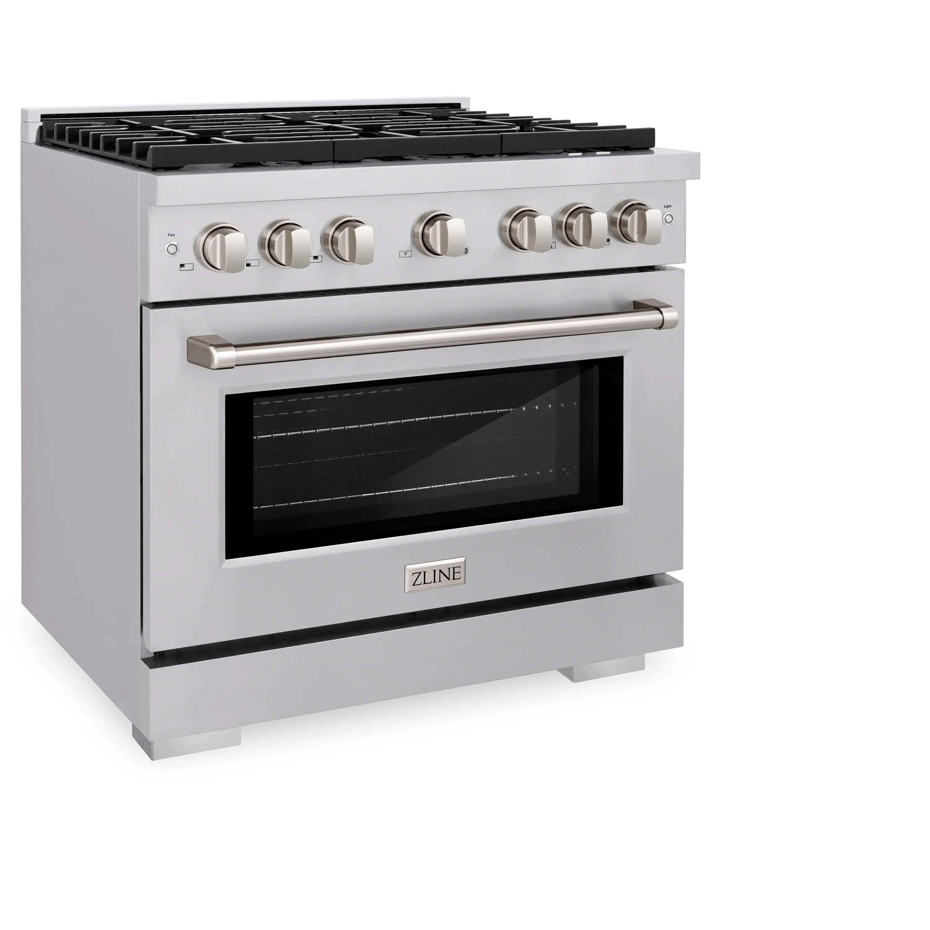 ZLINE 36-Inch 5.2 cu. ft. Paramount Dual Fuel Range with Gas Cooktop and Electric Convection Oven in Stainless Steel with 6 Brass Burners (SDR-BR-36) - Image 4