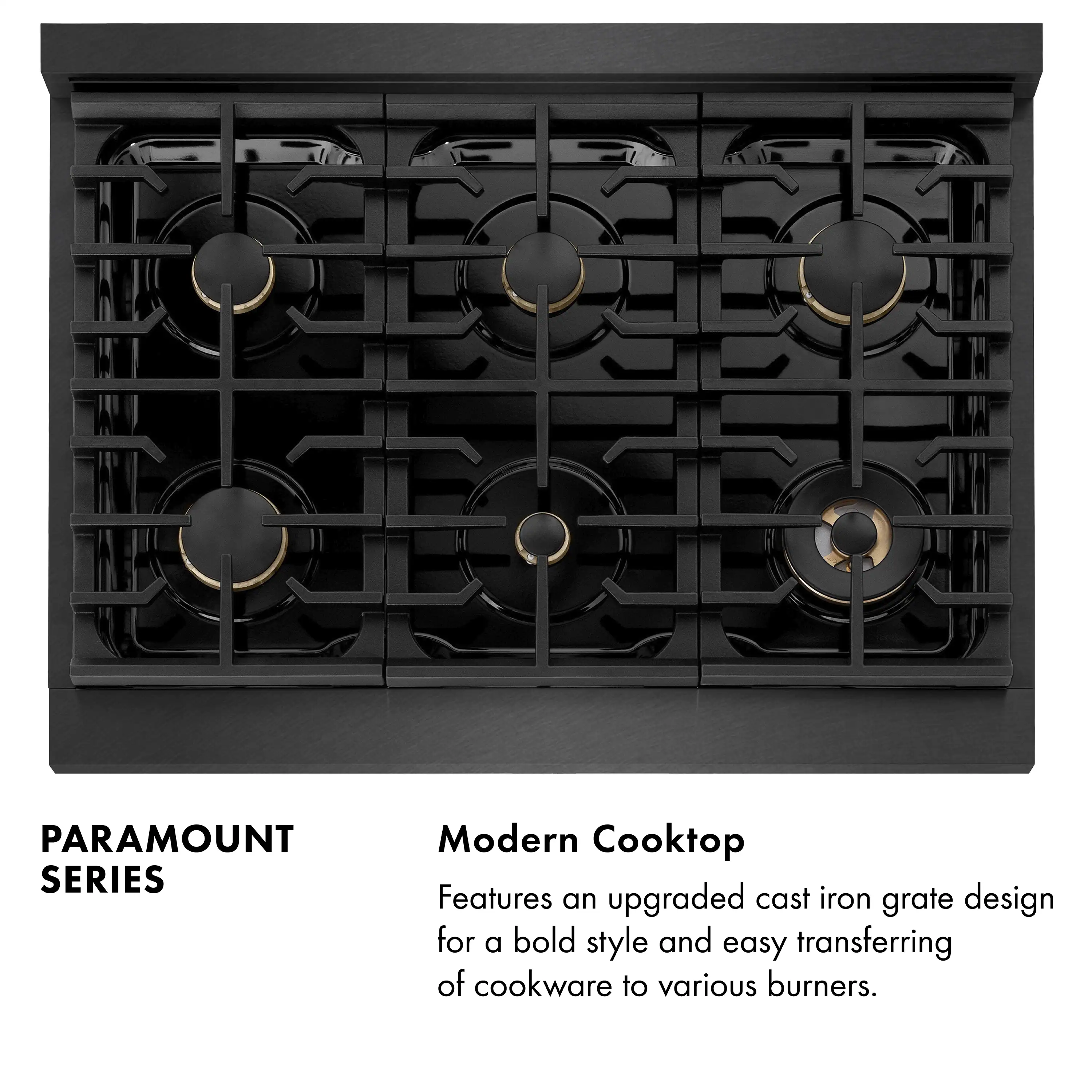 ZLINE 36-Inch 5.2 Cu. Ft. Paramount Dual Fuel Range with Gas Cooktop in Black Satin Stainless Steel with 6 Brass Burners (SDRBS-BR-36) - Image 11