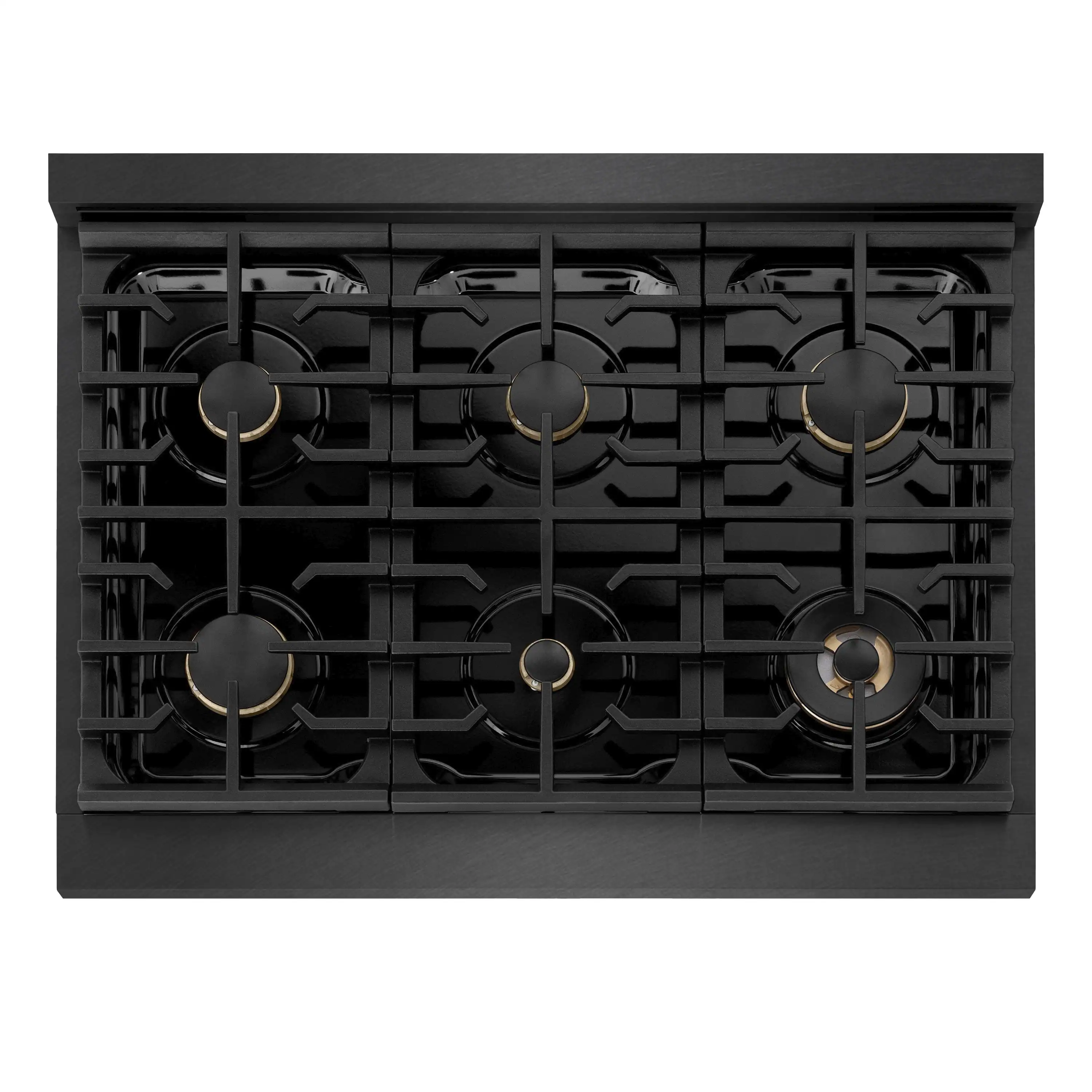ZLINE 36-Inch 5.2 Cu. Ft. Paramount Dual Fuel Range with Gas Cooktop in Black Satin Stainless Steel with 6 Brass Burners (SDRBS-BR-36) - Image 4