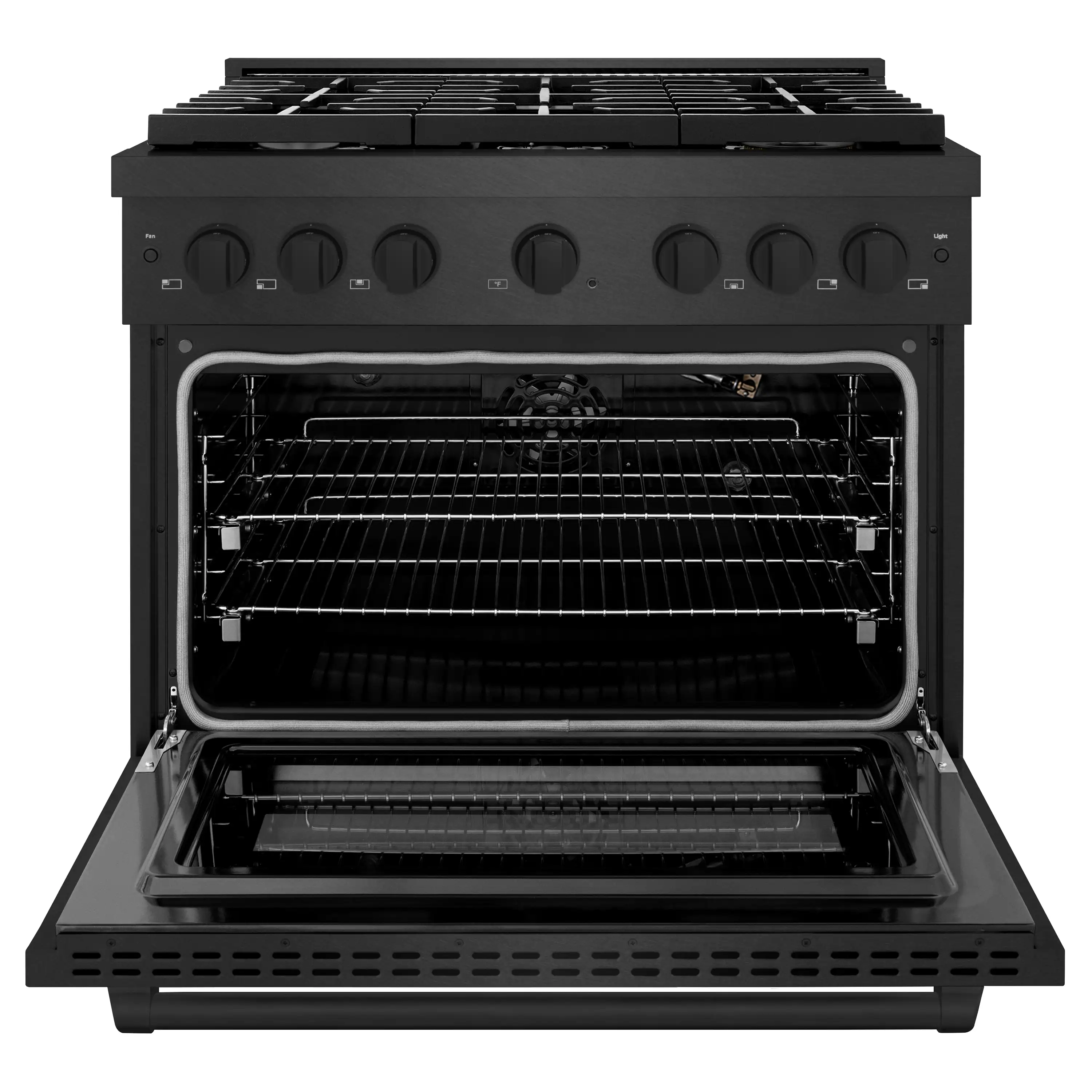 ZLINE 36-Inch 5.2 Cu. Ft. Paramount Gas Range with 6 Burner Cooktop and Convection Gas Oven in Black Satin (SGRBS-36) - Image 4