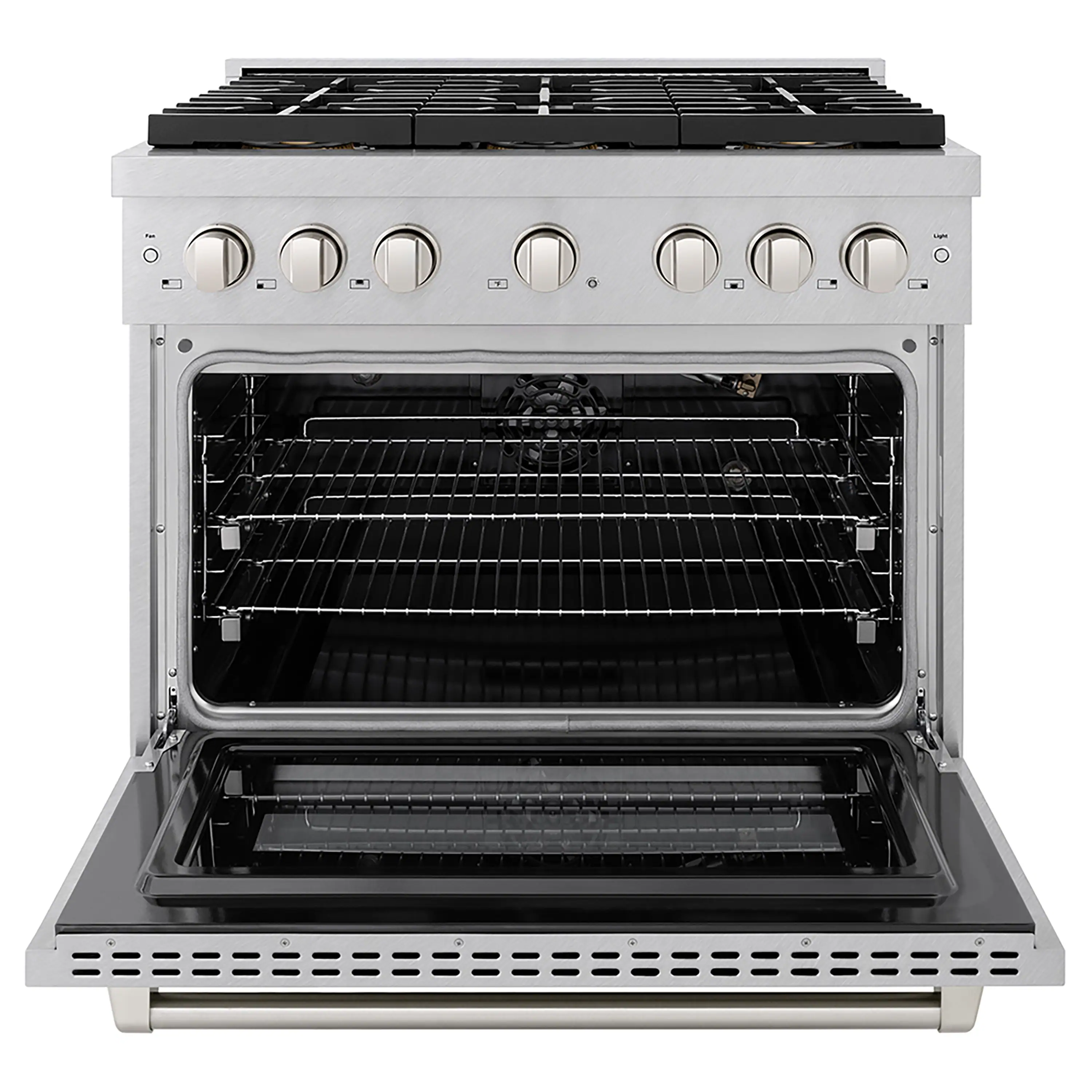 ZLINE 36-Inch 5.2 cu. ft. Paramount Gas Range with 6 Burner DuoPro™ Cooktop and Convection Gas Oven in Satin Stainless Steel (PSGRS-36) - Image 4