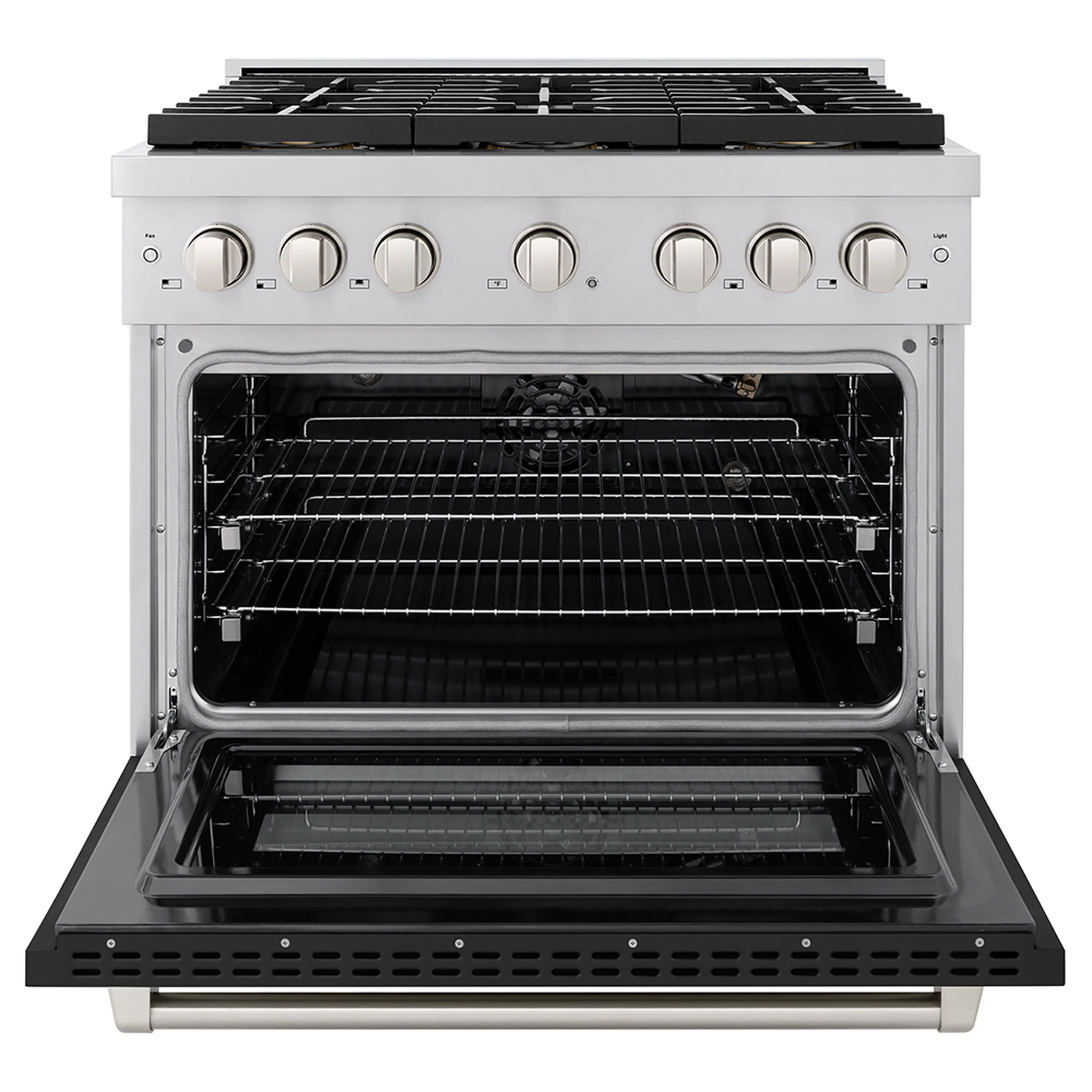 ZLINE 36-Inch 5.2 cu. ft. Paramount Gas Range with 6 Burner DuoPro™ Cooktop and Convection Gas Oven with Black Matte Door (PSGR-BLM-36) - Image 4