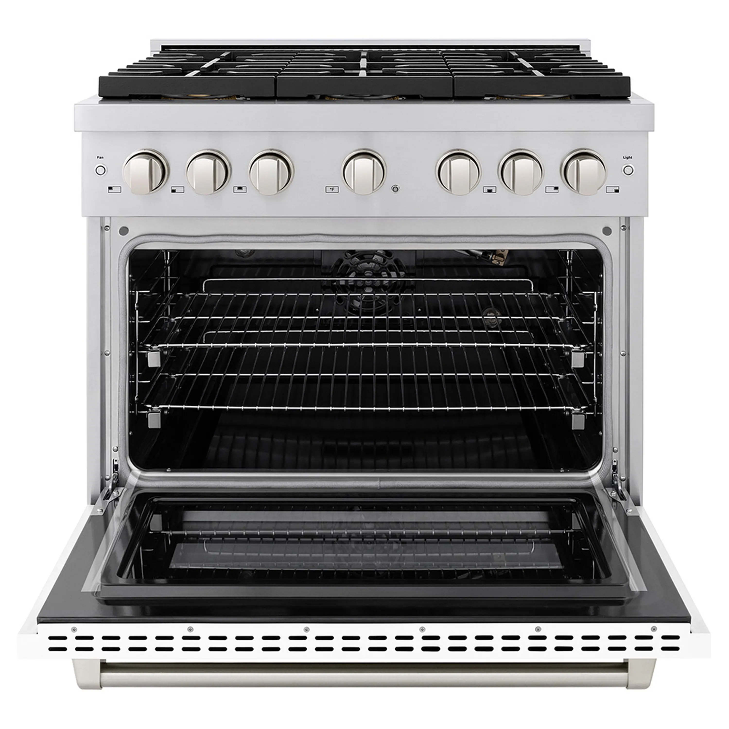 ZLINE 36-Inch 5.2 cu. ft. Paramount Gas Range with 6 Burner DuoPro™ Cooktop and Convection Gas Oven with White Matte Door (PSGR-WM-36) - Image 4