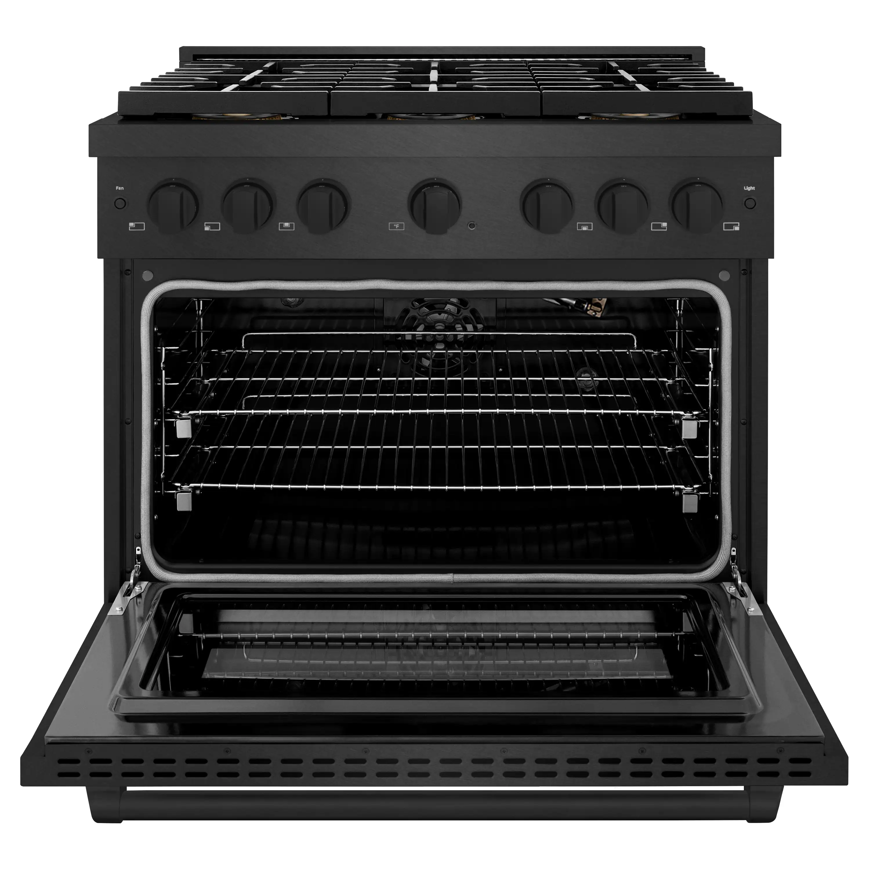 ZLINE 36-Inch 5.2 Cu. Ft. Paramount Gas Range with 6 Burner DuoPro Cooktop in Black Satin Stainless Steel (PSGRBS-36) - Image 3