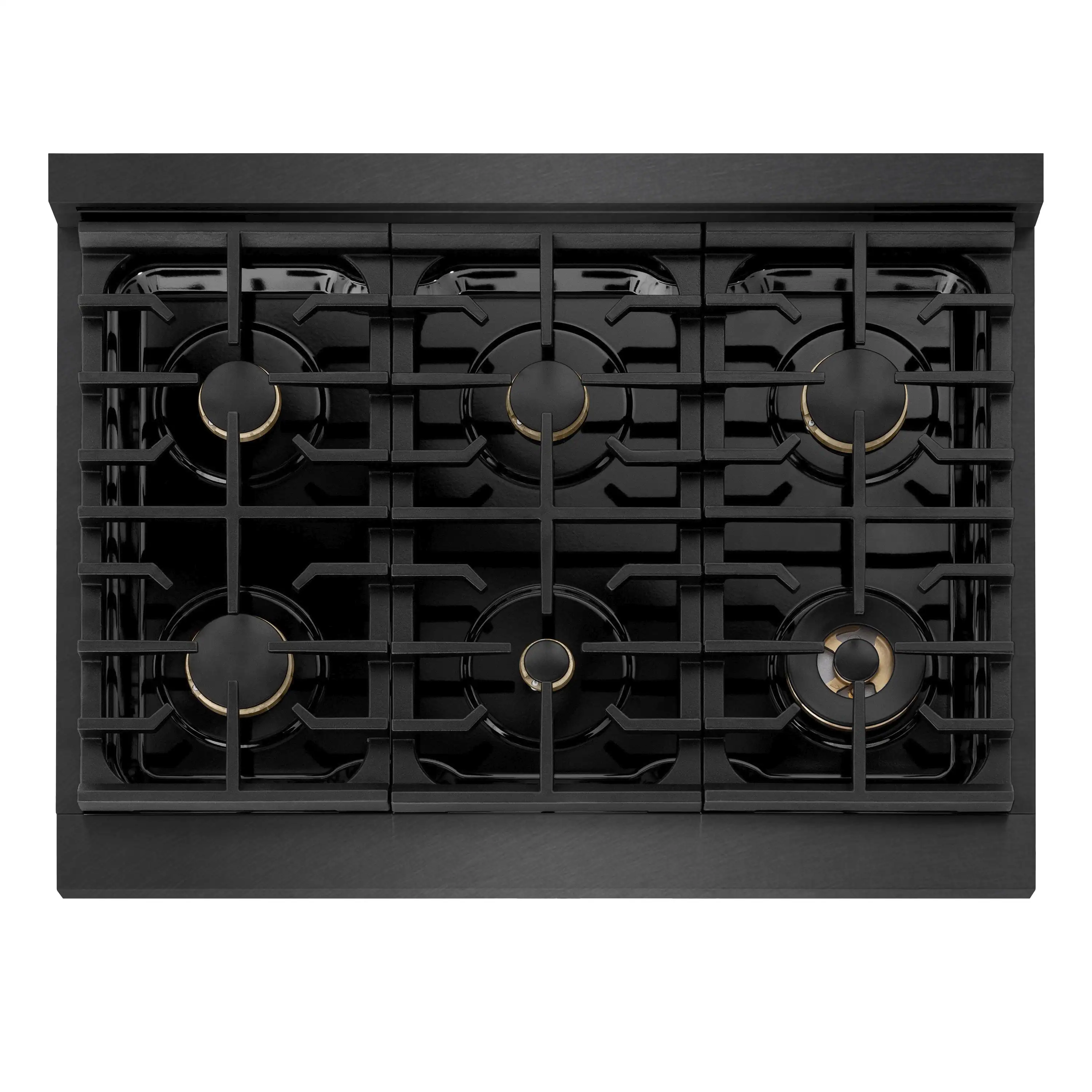 ZLINE 36-Inch 5.2 Cu. Ft. Paramount Gas Range with Convection Gas Oven in Black Satin Stainless Steel with 6 Brass Burners (SGRBS-BR-36) - Image 4
