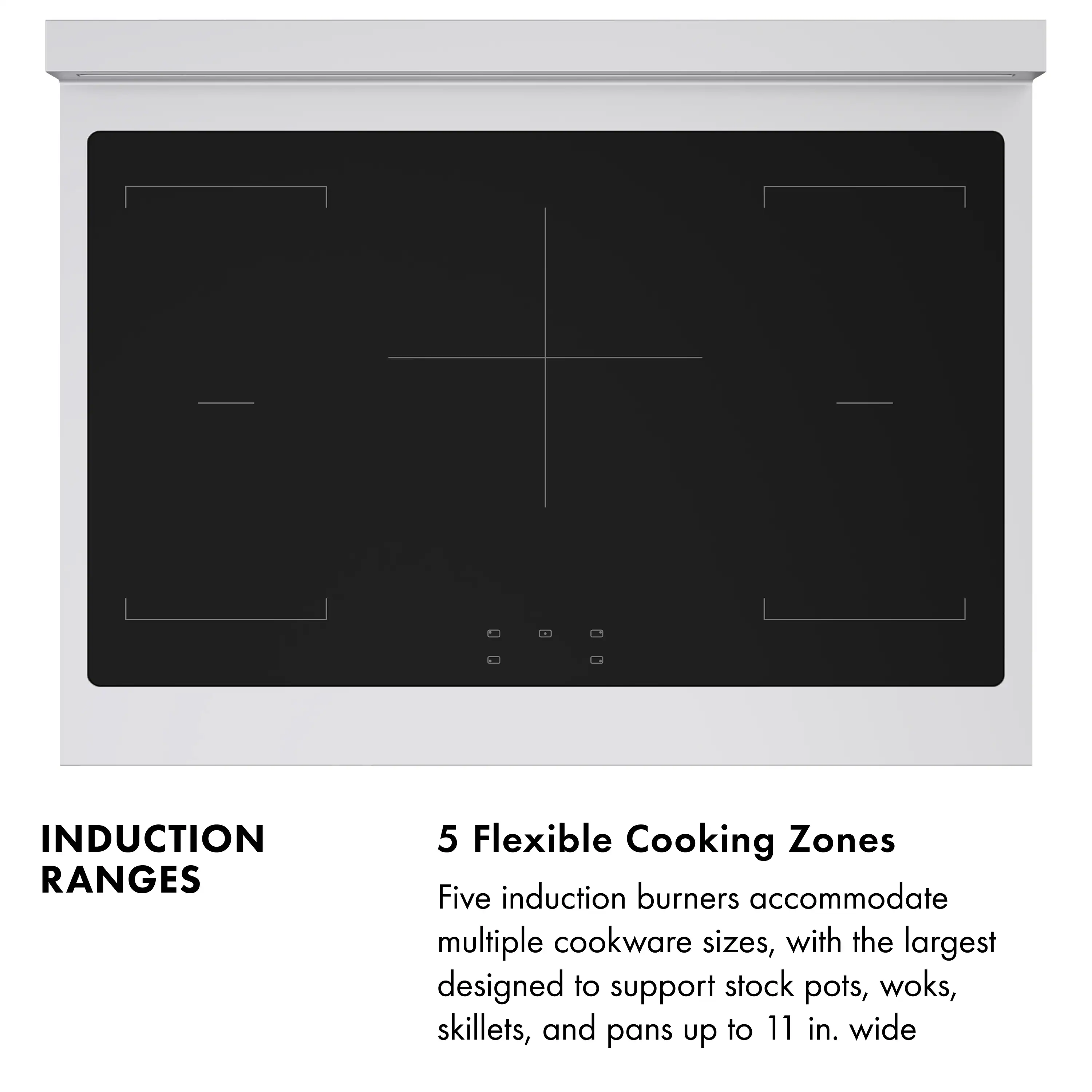 ZLINE 36-Inch 5.2 cu. ft. Paramount Induction Range with 5 Element Cooktop and Electric Convection Oven in Satin Stainless Steel with Black Matte Door (SINRS-BLM-36) - Image 9