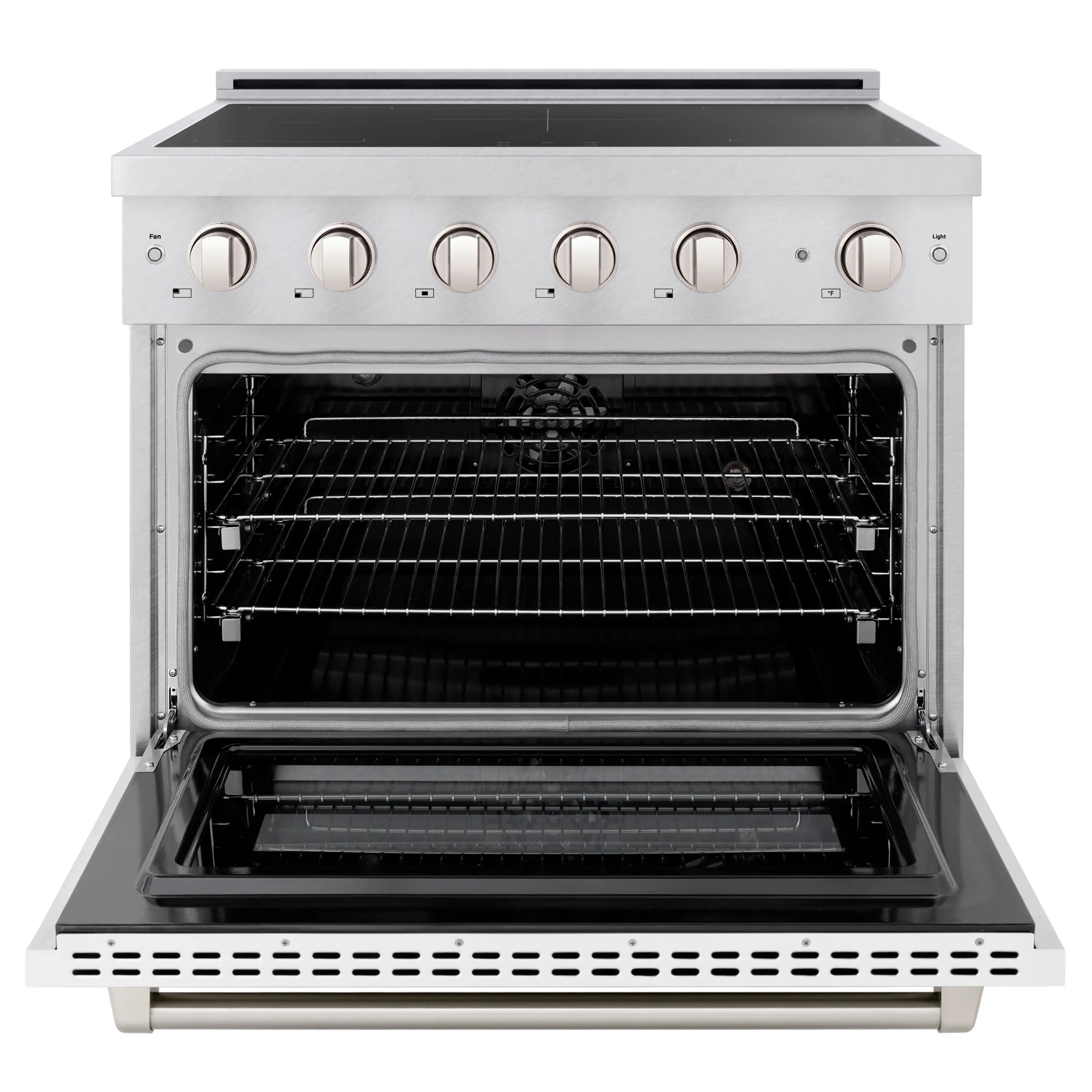 ZLINE 36-Inch 5.2 Cu. Ft. Paramount Induction Range with 5 Element Cooktop and Electric Convection Oven in Satin Stainless Steel with White Matte Door (SINRS-WM-36) - Image 2
