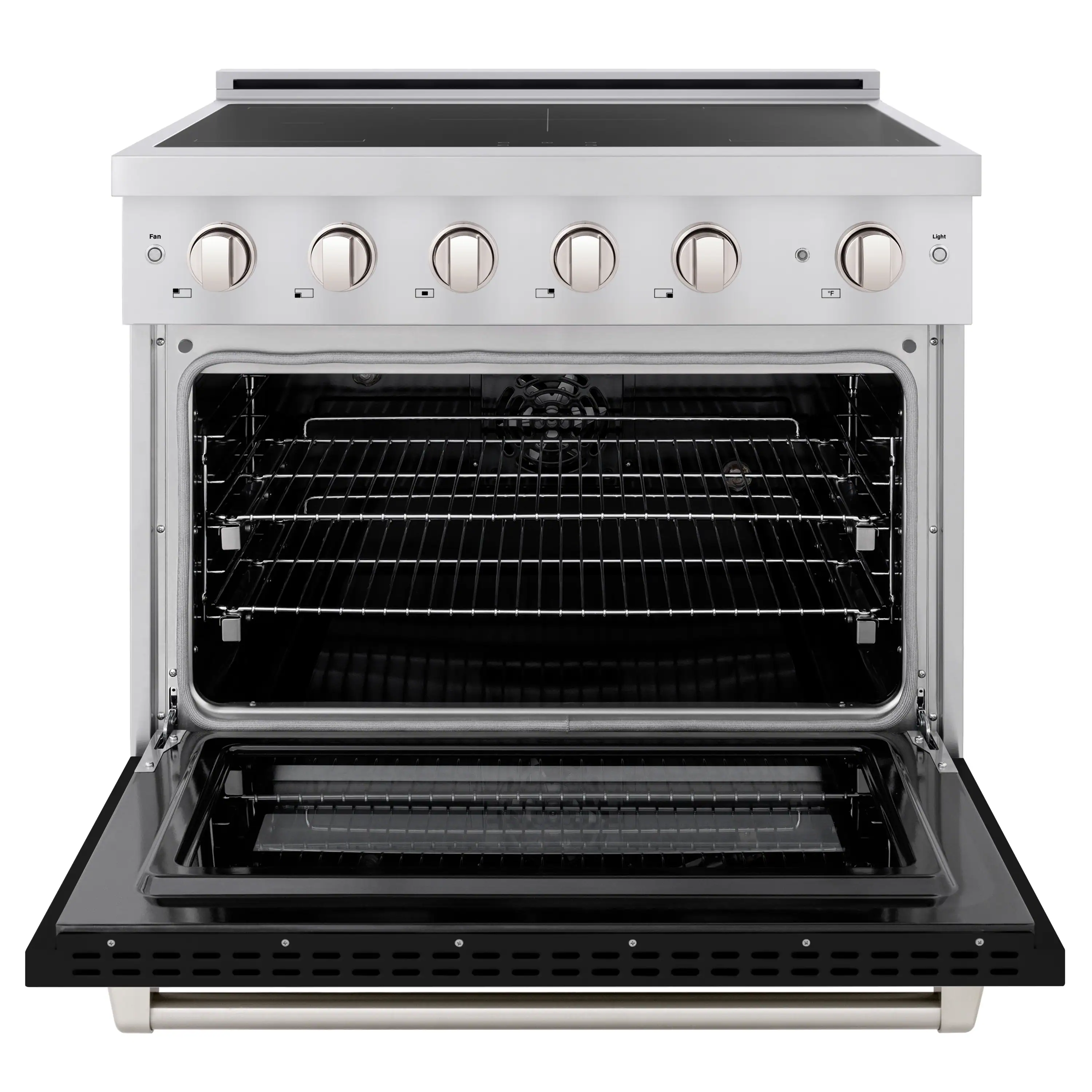ZLINE 36-Inch 5.2 Cu. Ft. Paramount Induction Range with 5 Element Cooktop and Electric Convection Oven in Stainless Steel with Black Matte Door (SINR-BLM-36) - Image 2