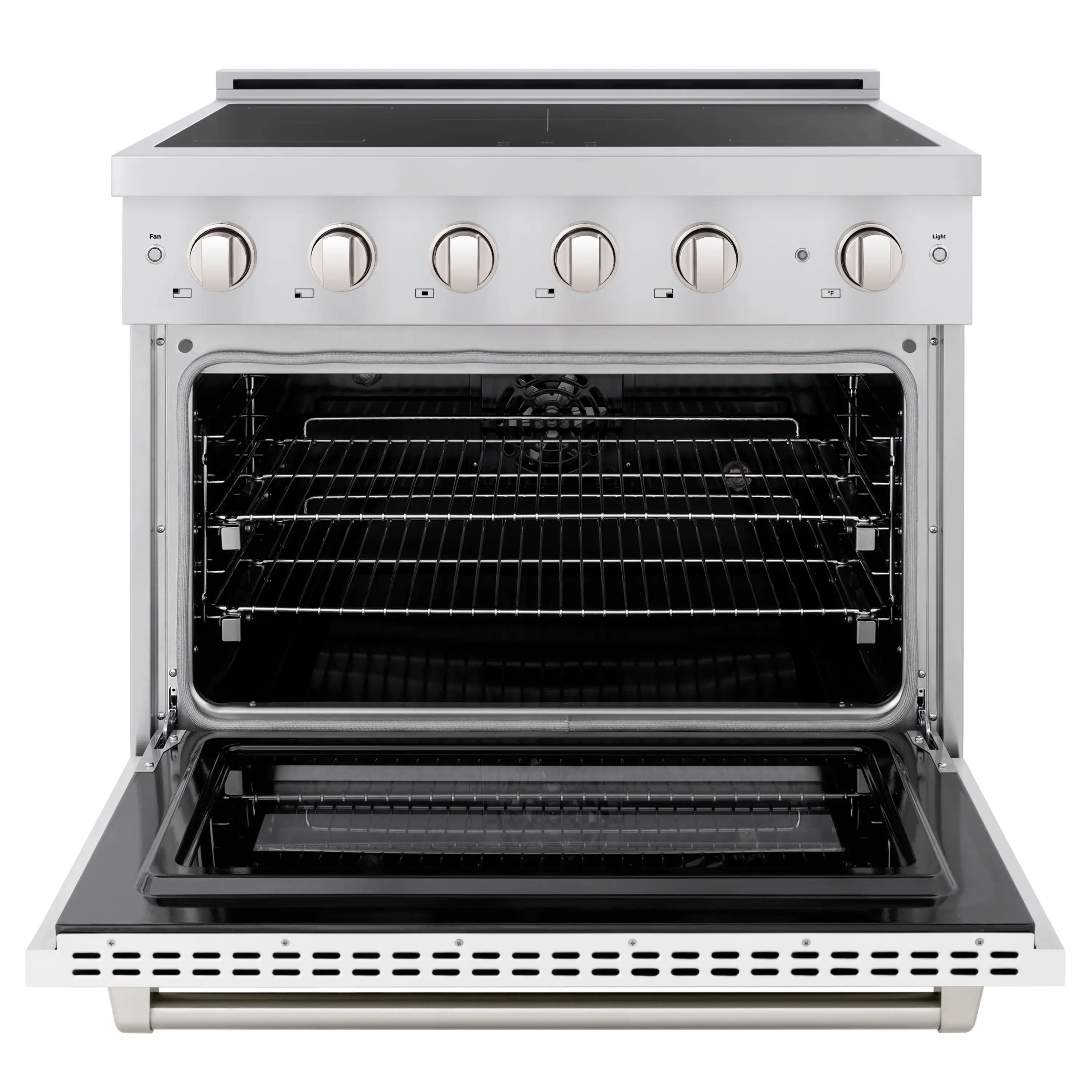 ZLINE 36-Inch 5.2 cu. ft. Paramount Induction Range with 5 Element Cooktop and Electric Convection Oven in Stainless Steel with White Matte Door (SINR-WM-36) - Image 2