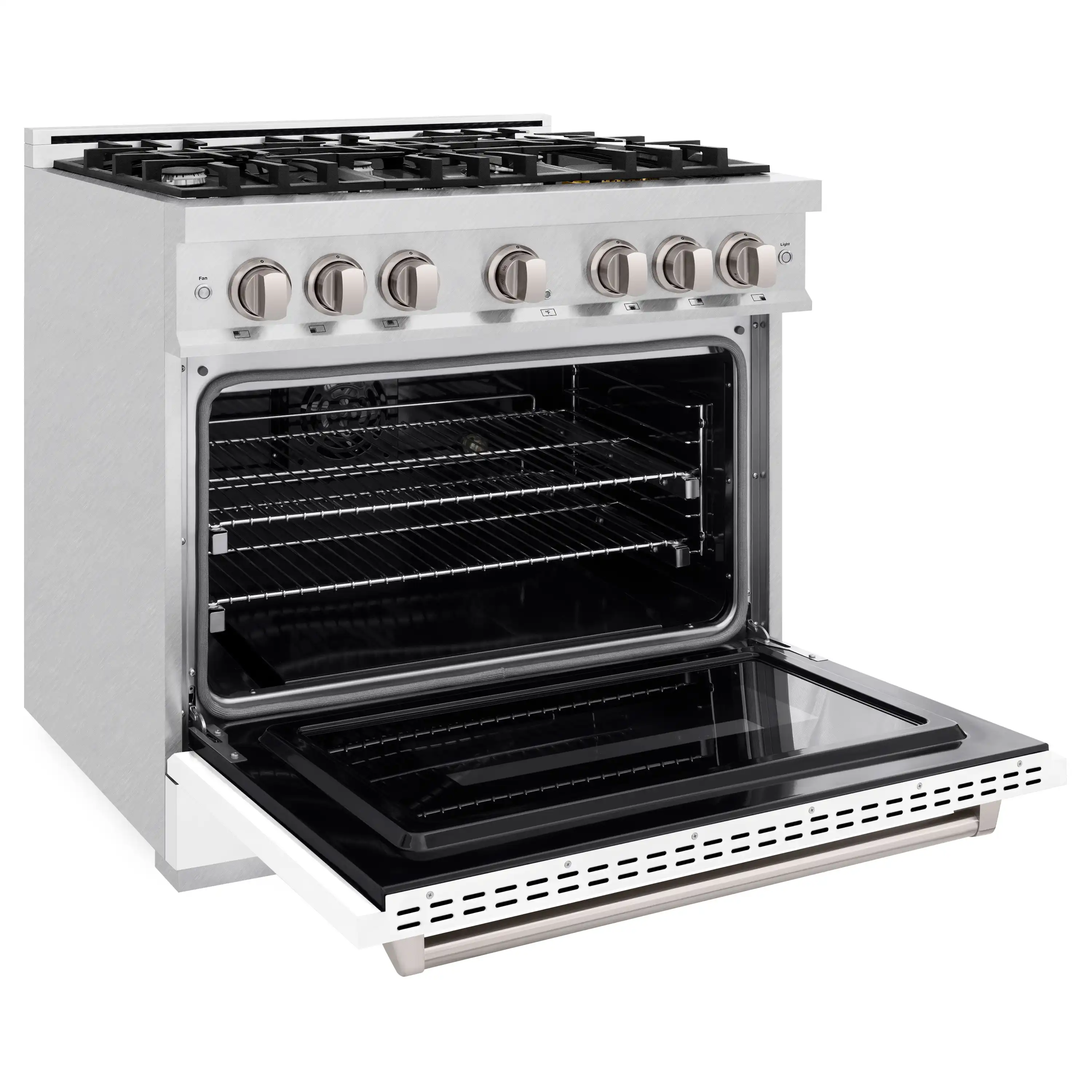 ZLINE Autograph Edition 36-Inch Dual Fuel Range in Satin Stainless Steel with White Matte (CDRS-WM-36) - Image 4