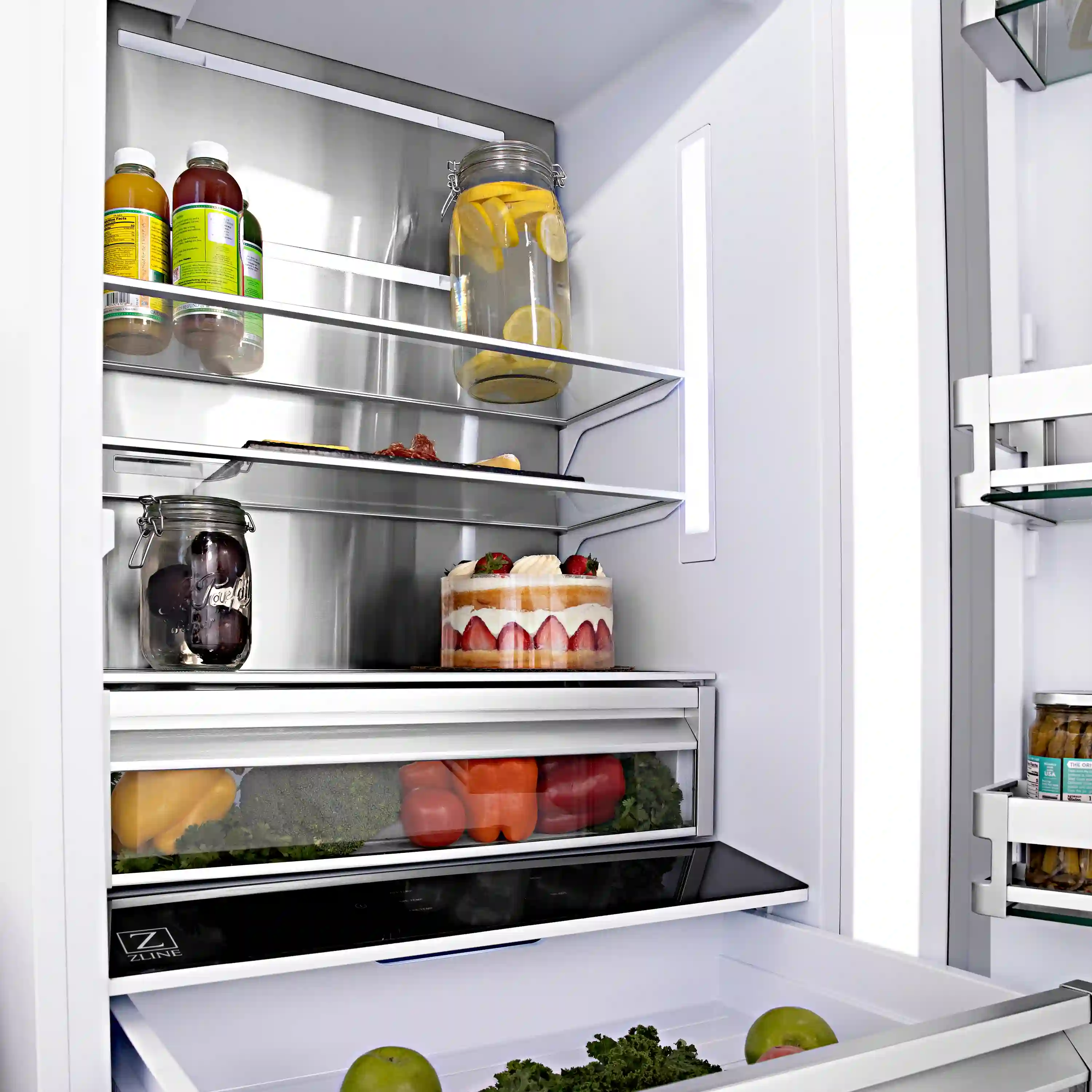 ZLINE 36-Inch Autograph Edition 19.6 cu. ft. Built-in 2-Door Bottom Freezer Refrigerator with Internal Water and Ice Dispenser in White Matte with Gold Accents (RBIVZ-WM-36-G) - Image 6