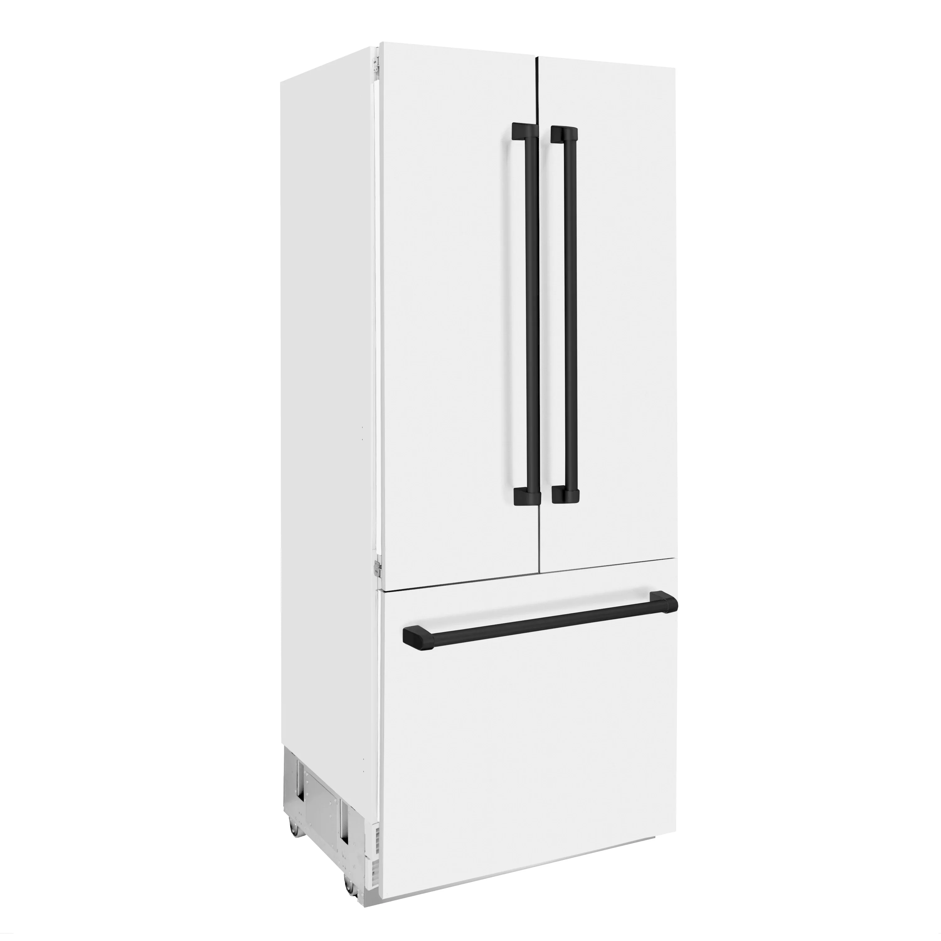 ZLINE 36-Inch Autograph Edition 19.6 cu. ft. Built-in 2-Door Bottom Freezer Refrigerator with Internal Water and Ice Dispenser in White Matte with Matte Black Accents (RBIVZ-WM-36-MB) - Image 3