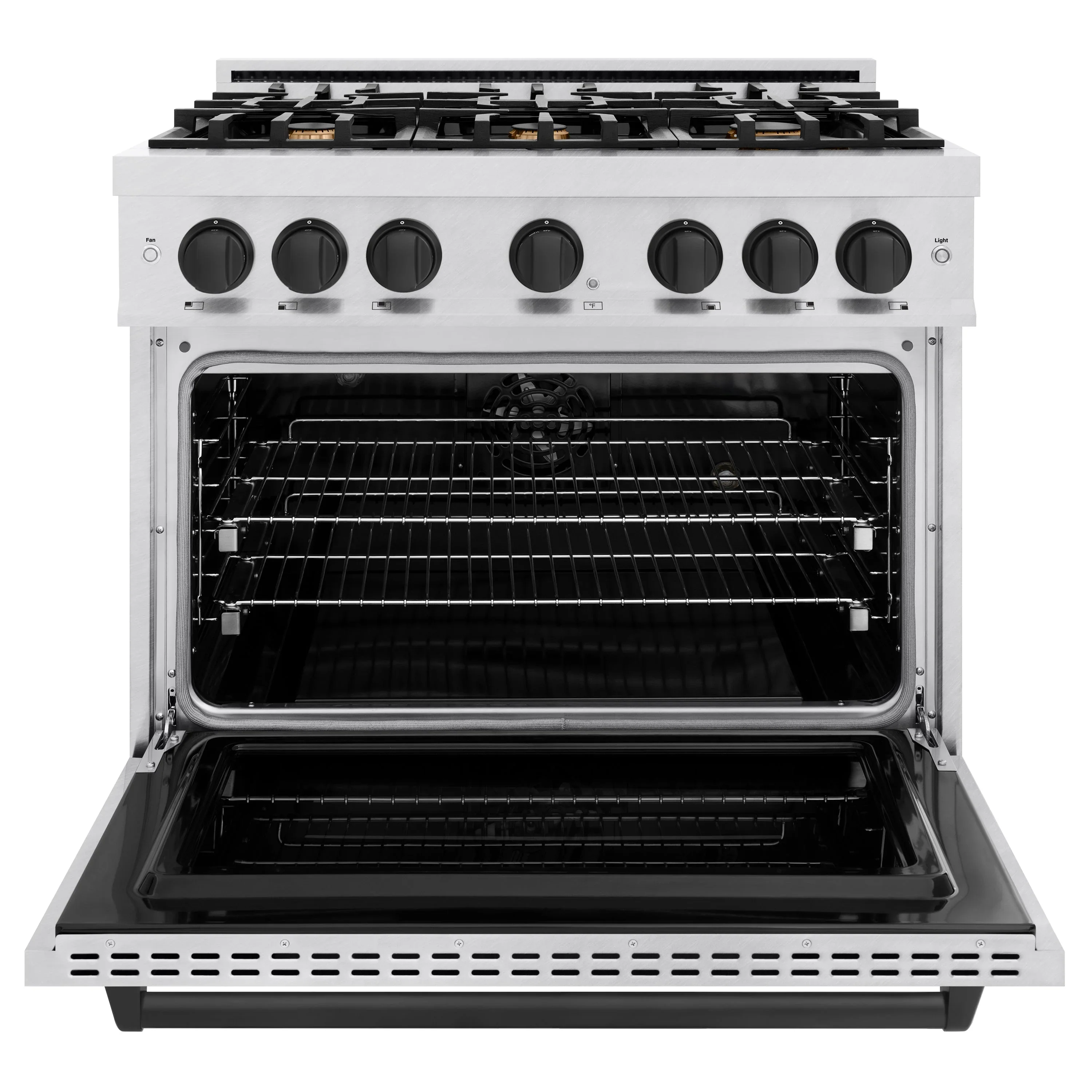 ZLINE Autograph Edition 36-Inch Classic Series Dual Fuel Range in Satin Stainless Steel with Matte Black (CDRSZ-36-MB) - Image 3