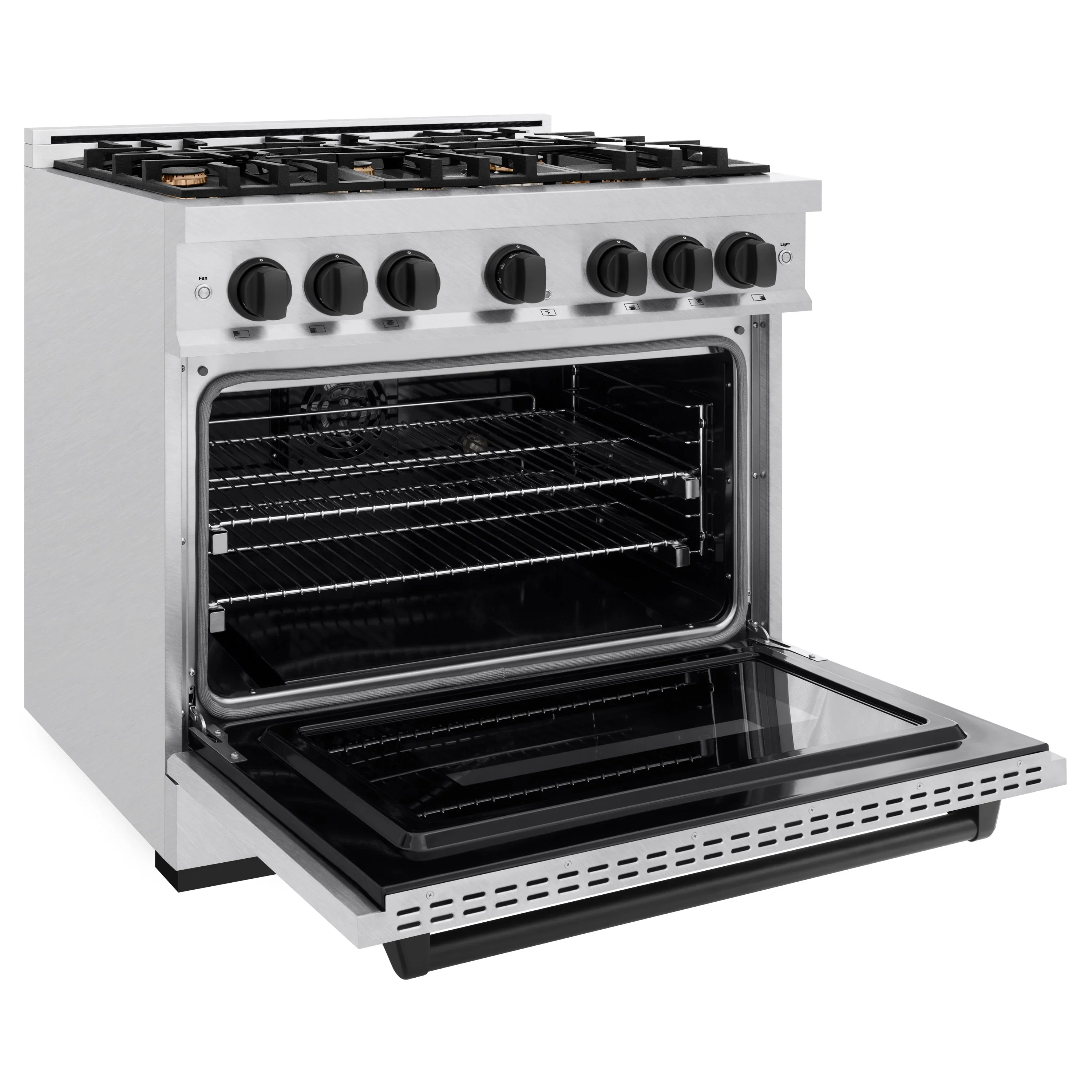ZLINE Autograph Edition 36-Inch Classic Series Dual Fuel Range in Satin Stainless Steel with Matte Black (CDRSZ-36-MB) - Image 4